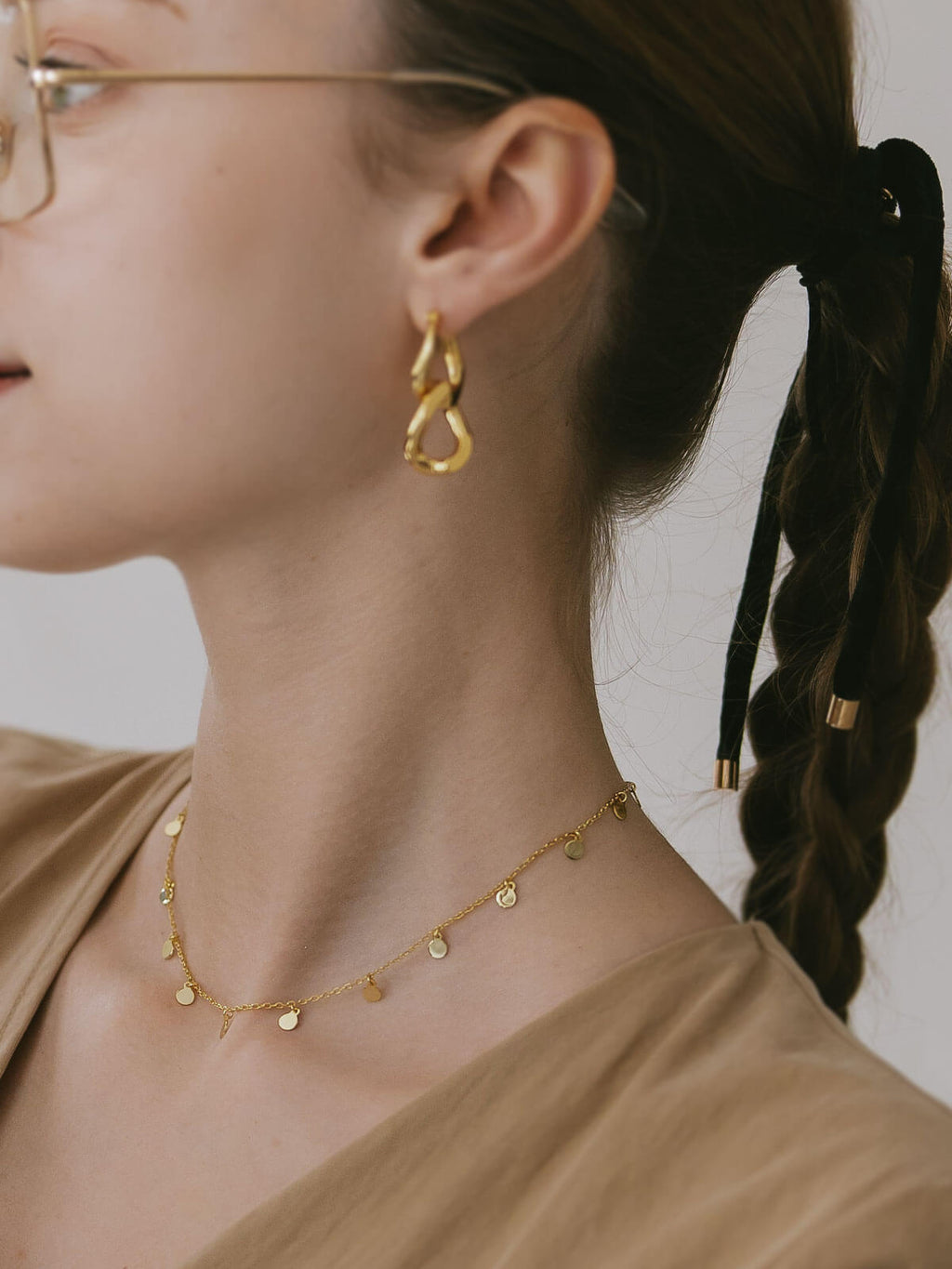 18K Gold Plated Sterling Silver Soft Sway Fringe Necklace | VELIALA
