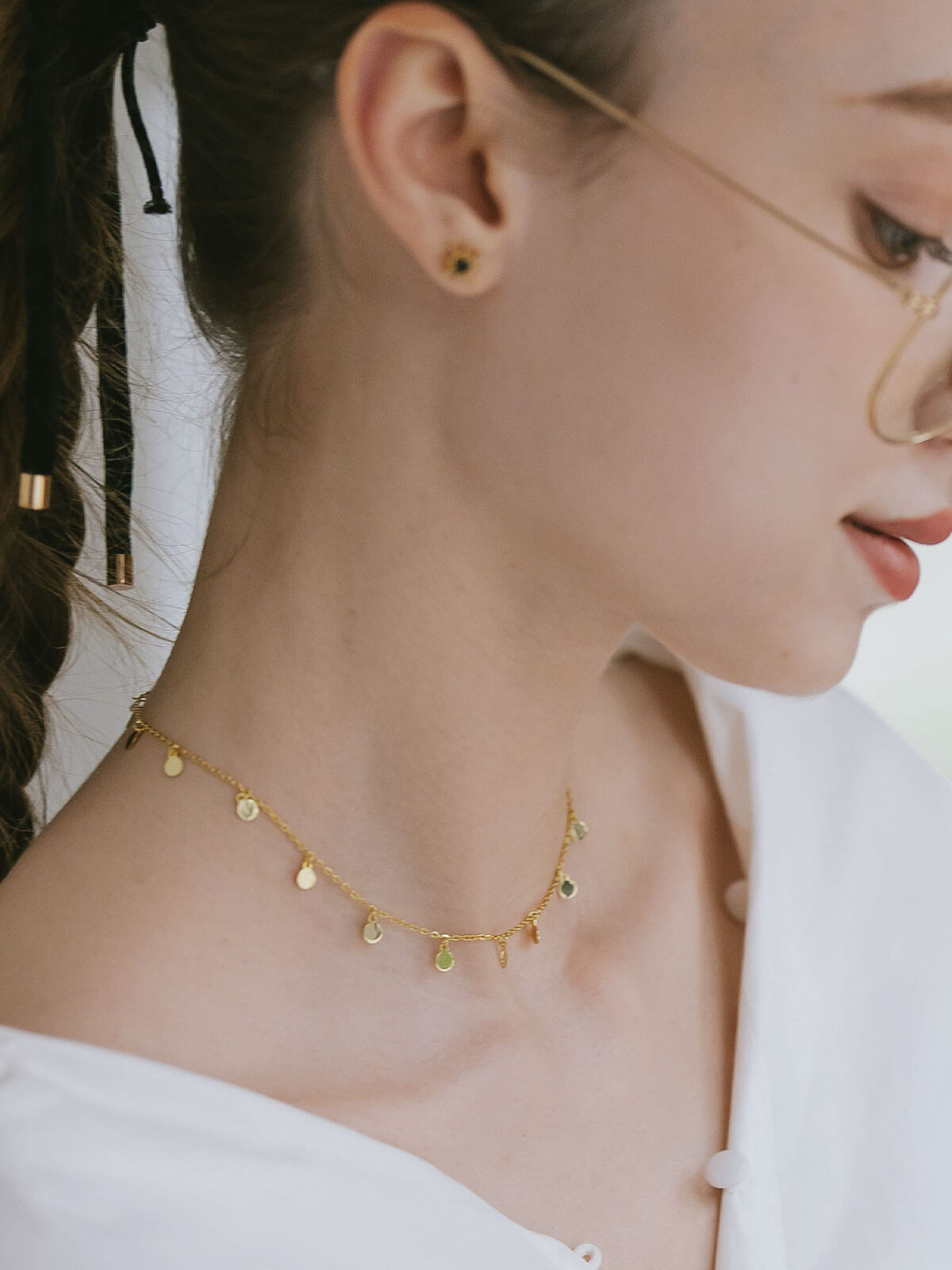 18K Gold Plated Sterling Silver Soft Sway Fringe Necklace | VELIALA