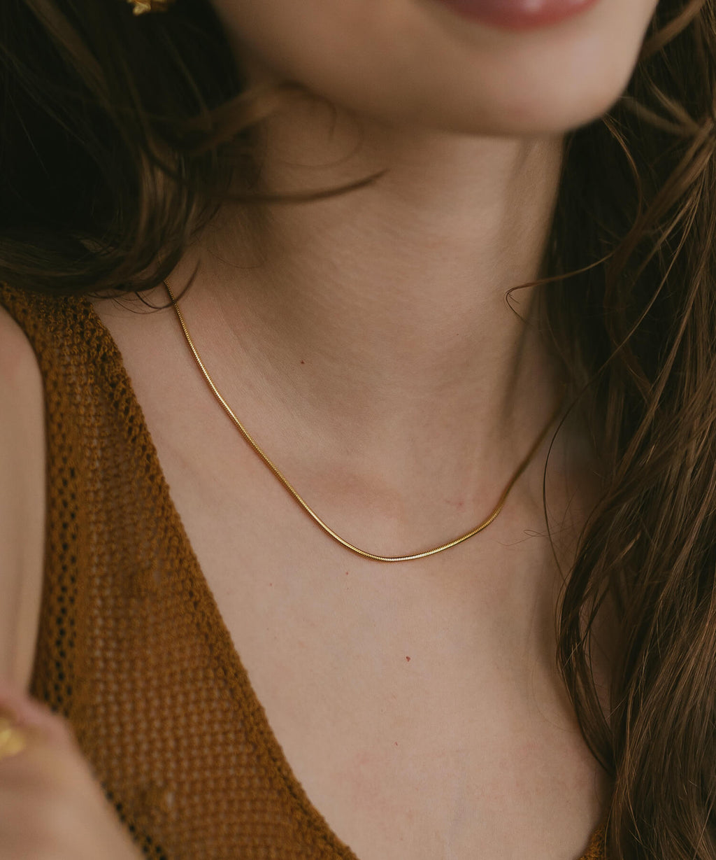 18K Gold Plated Sterling Silver Snake Chain Necklace | VENEC