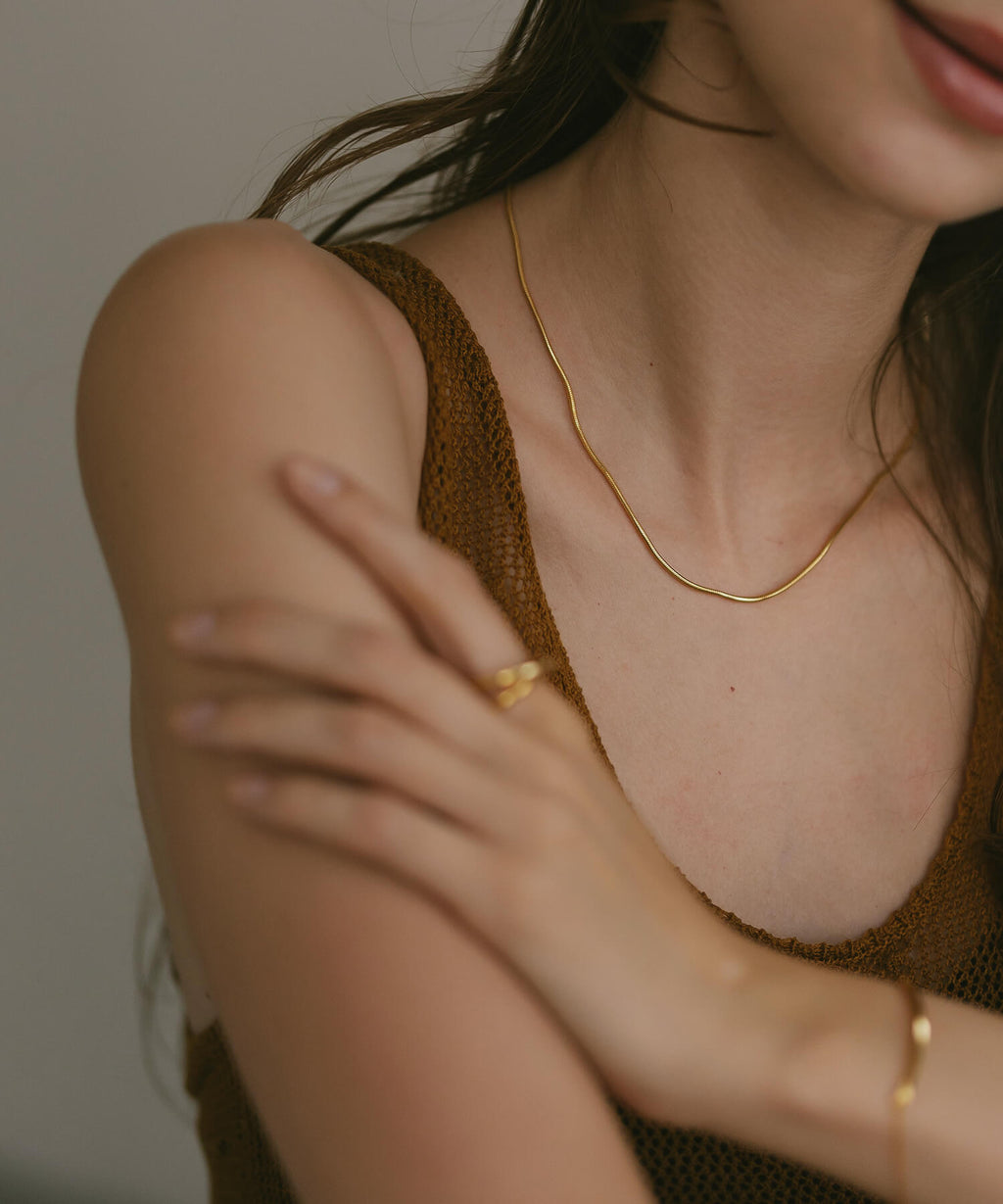 18K Gold Plated Sterling Silver Snake Chain Necklace | VENEC