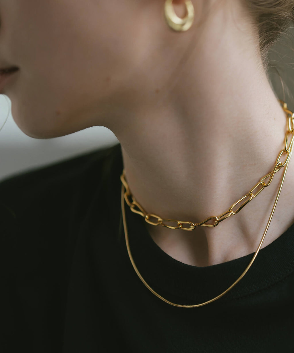 18K Gold Plated Sterling Silver Snake Chain Necklace | VENEC
