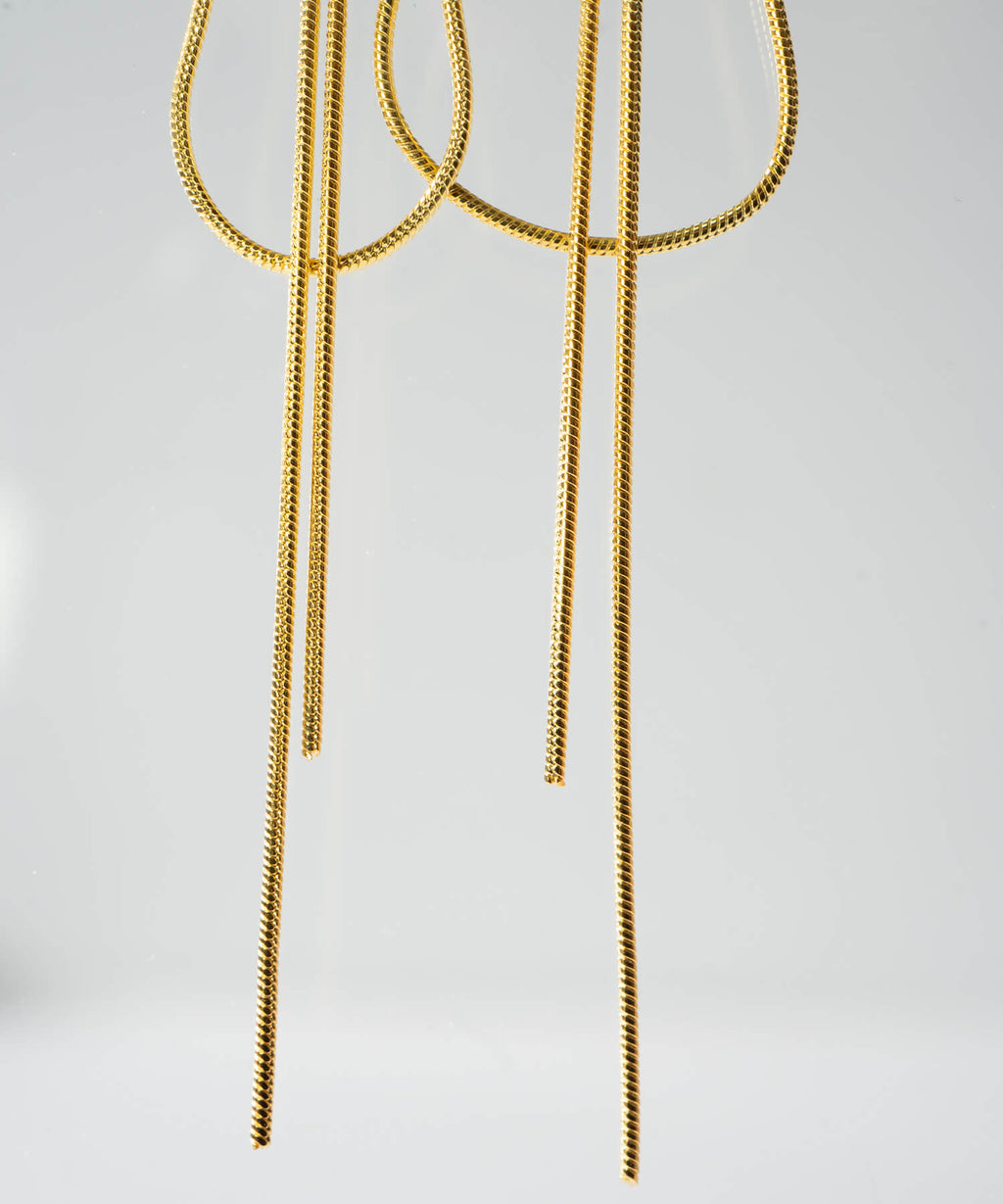 18K Gold Plated Sterling Silver Graceful Line Earrings | VENEC