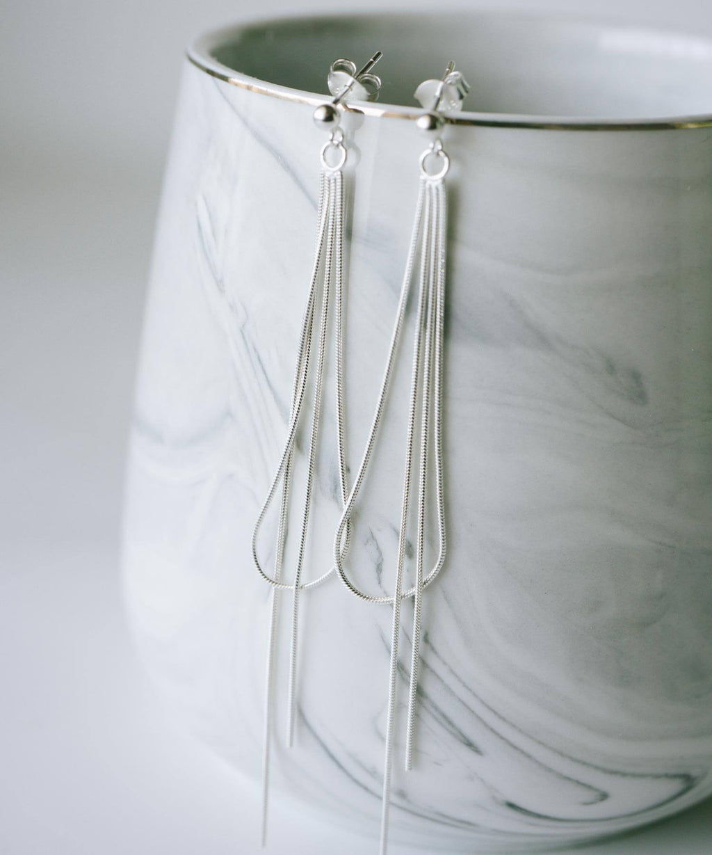 18K Gold Plated Sterling Silver Graceful Line Earrings | VENEC