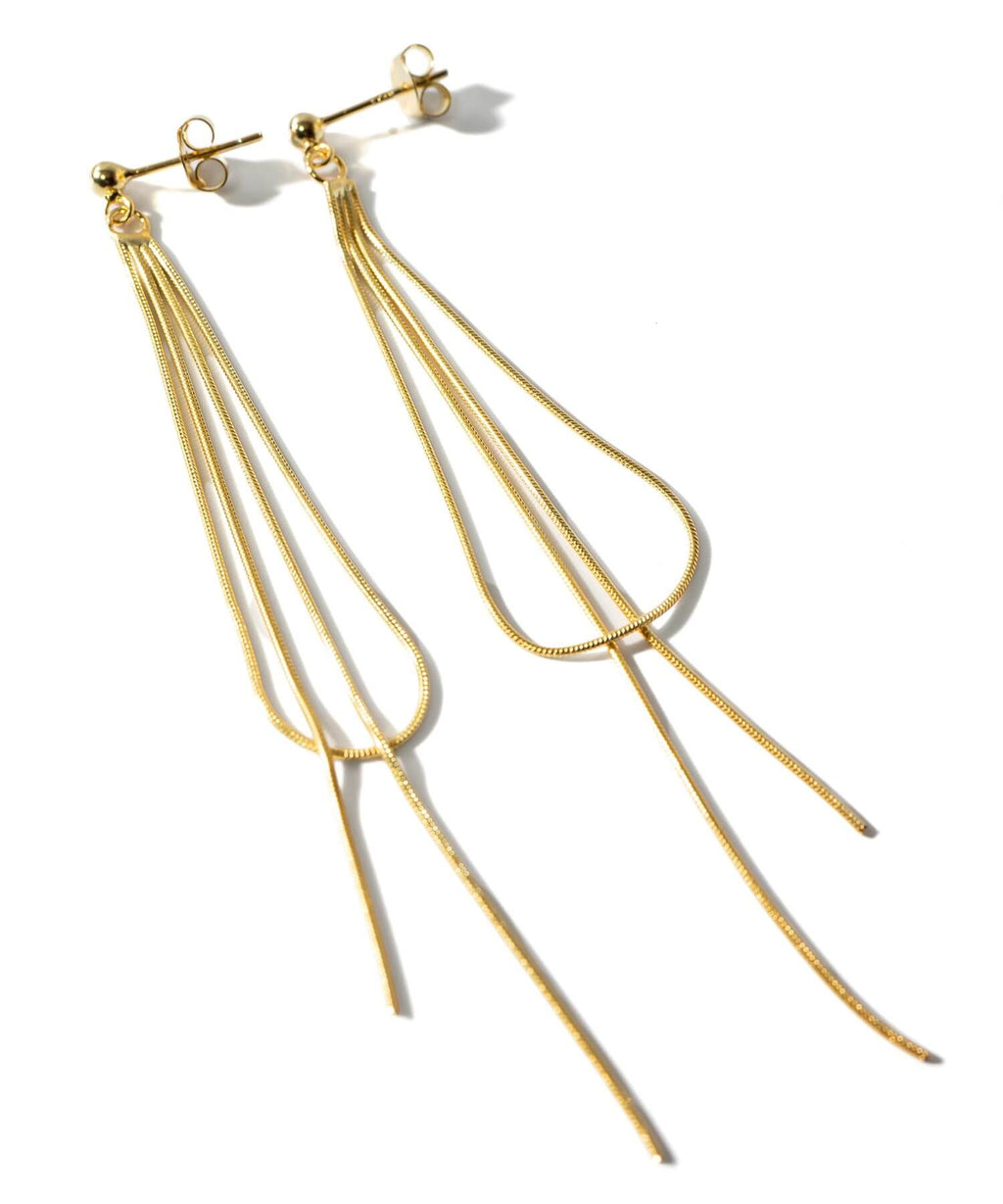 18K Gold Plated Sterling Silver Graceful Line Earrings | VENEC