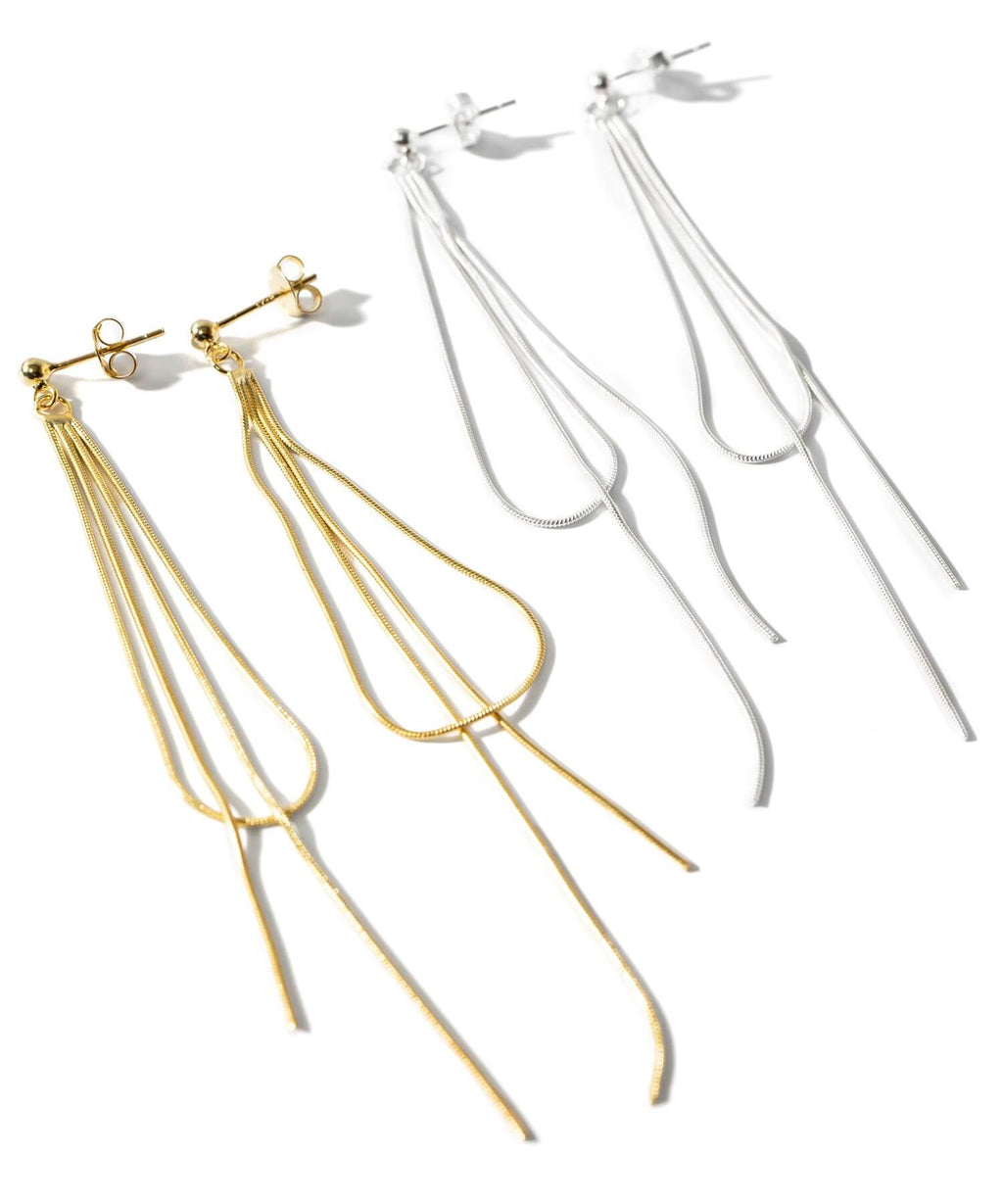 18K Gold Plated Sterling Silver Graceful Line Earrings | VENEC
