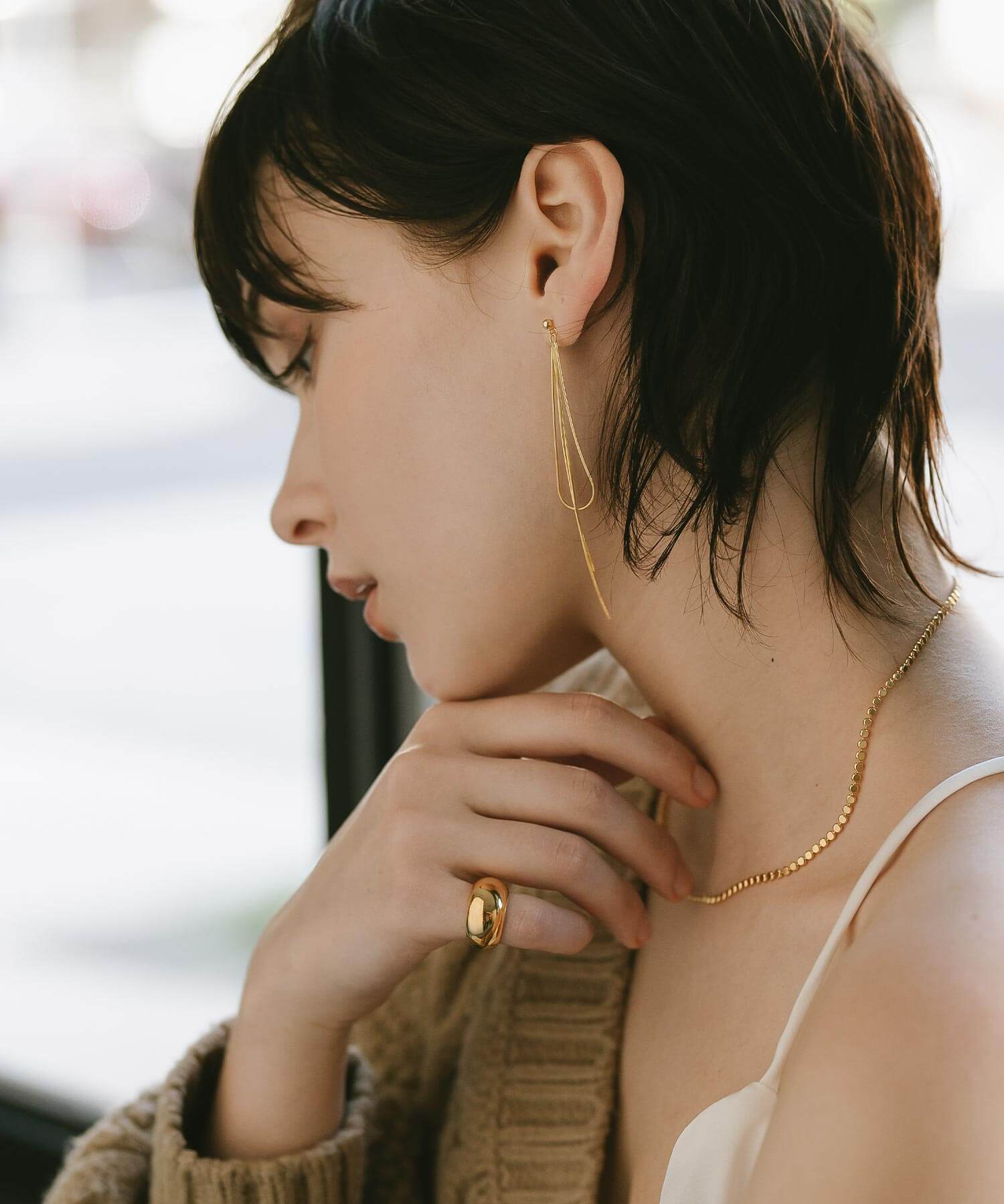 18K Gold Plated Sterling Silver Graceful Line Earrings | VENEC