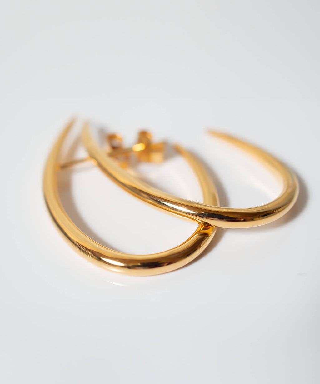 18K Gold Plated Sterling Silver Half Hook Elegant Earrings | VIIDA