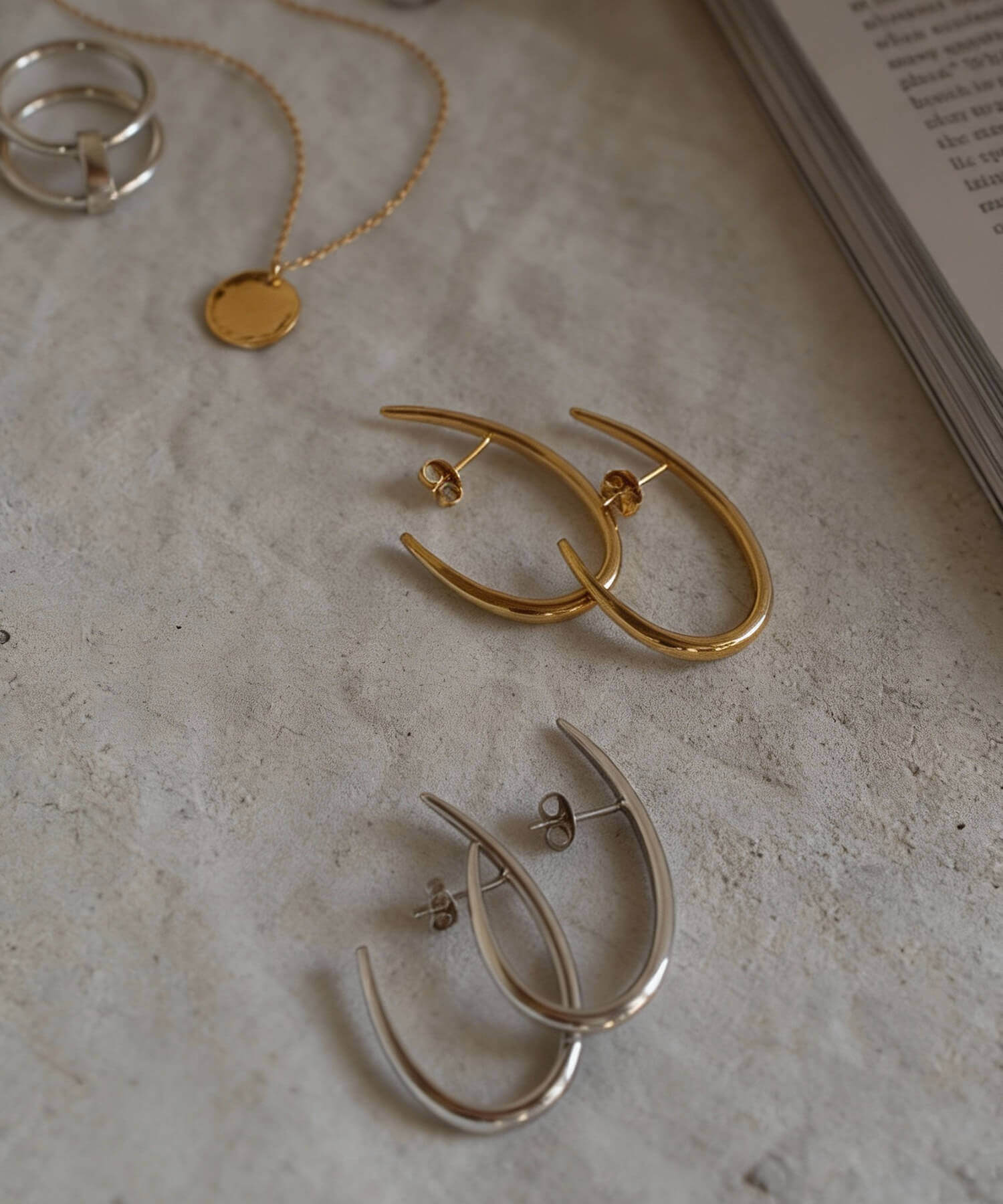 18K Gold Plated Sterling Silver Half Hook Elegant Earrings | VIIDA