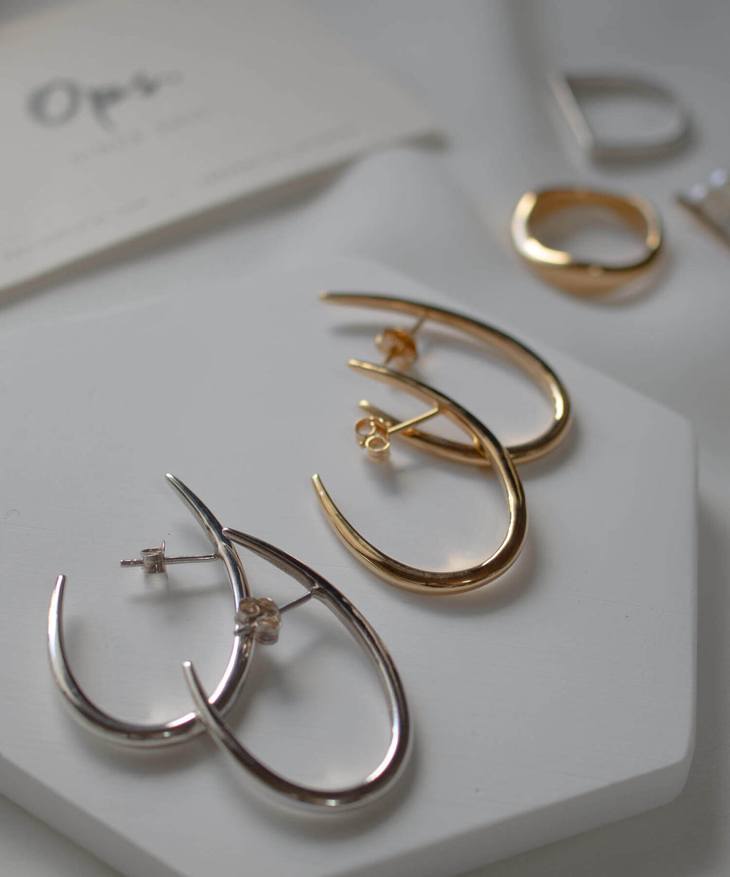 18K Gold Plated Sterling Silver Half Hook Elegant Earrings | VIIDA