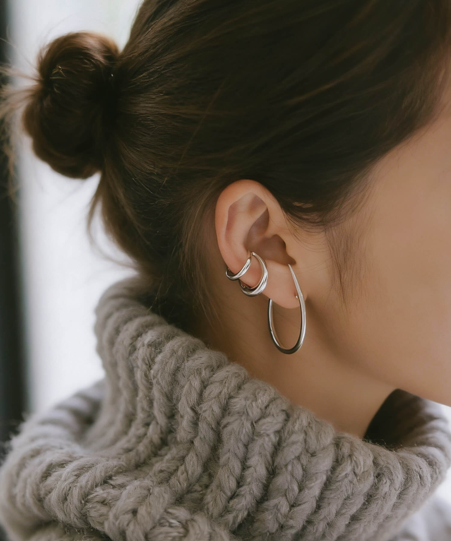 18K Gold Plated Sterling Silver Half Hook Elegant Earrings | VIIDA