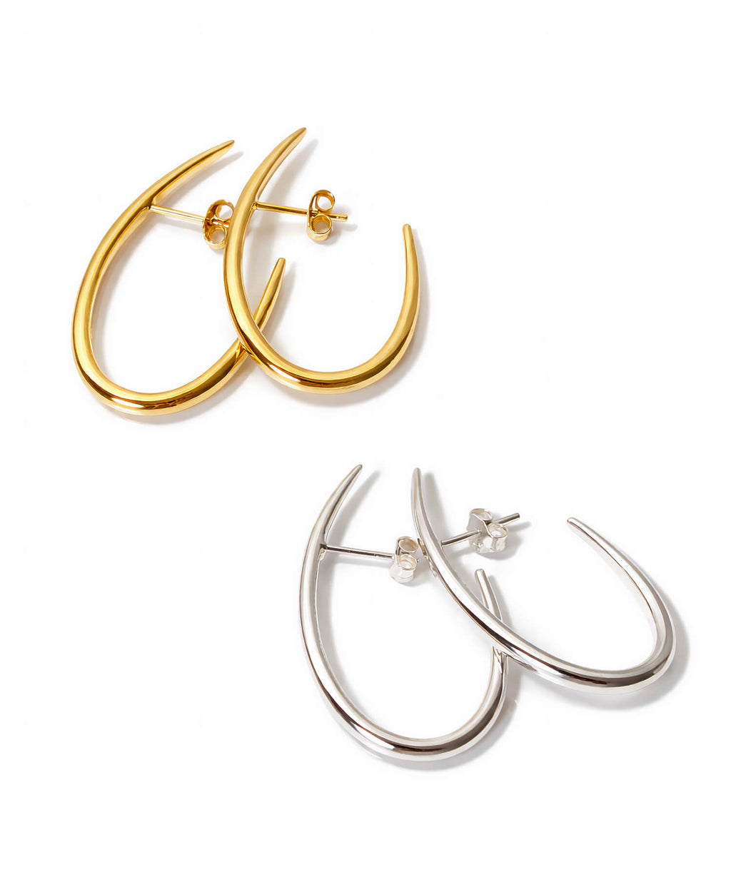 18K Gold Plated Sterling Silver Half Hook Elegant Earrings | VIIDA