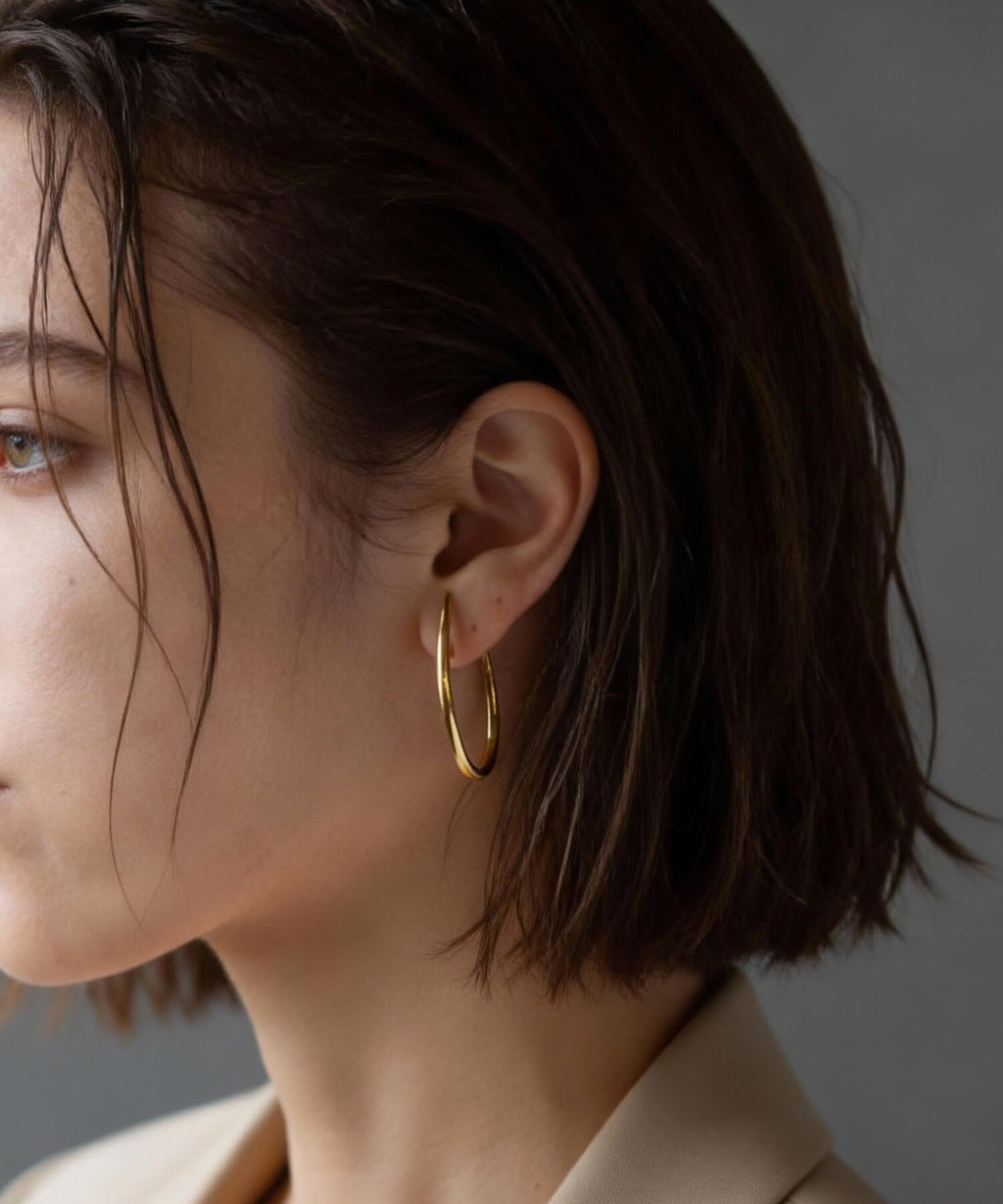 18K Gold Plated Sterling Silver Half Hook Elegant Earrings | VIIDA