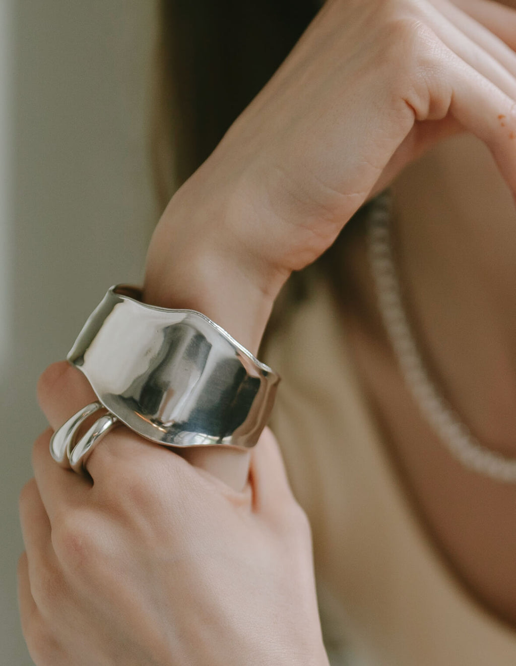 925 Sterling Silver Wide Bangle | KARPOS