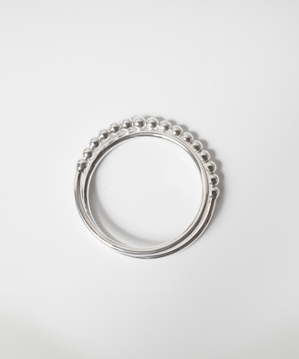 18K Gold Plated Sterling Silver Half Milgrain Double Ring | WERNI