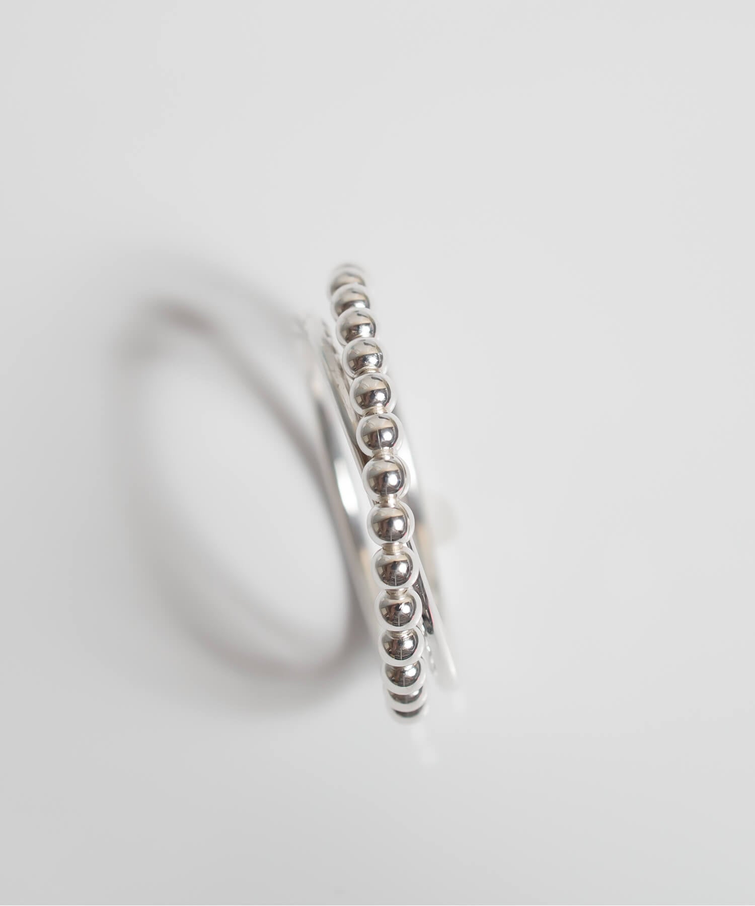18K Gold Plated Sterling Silver Half Milgrain Double Ring | WERNI