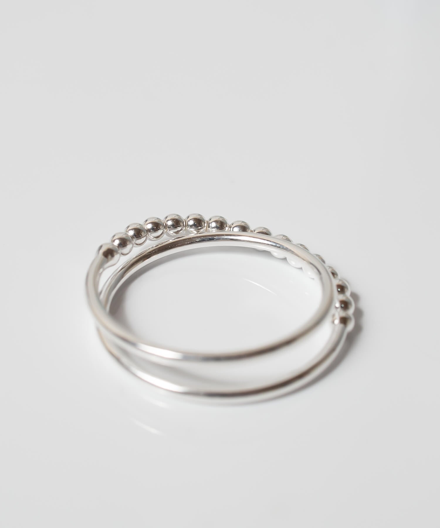 18K Gold Plated Sterling Silver Half Milgrain Double Ring | WERNI
