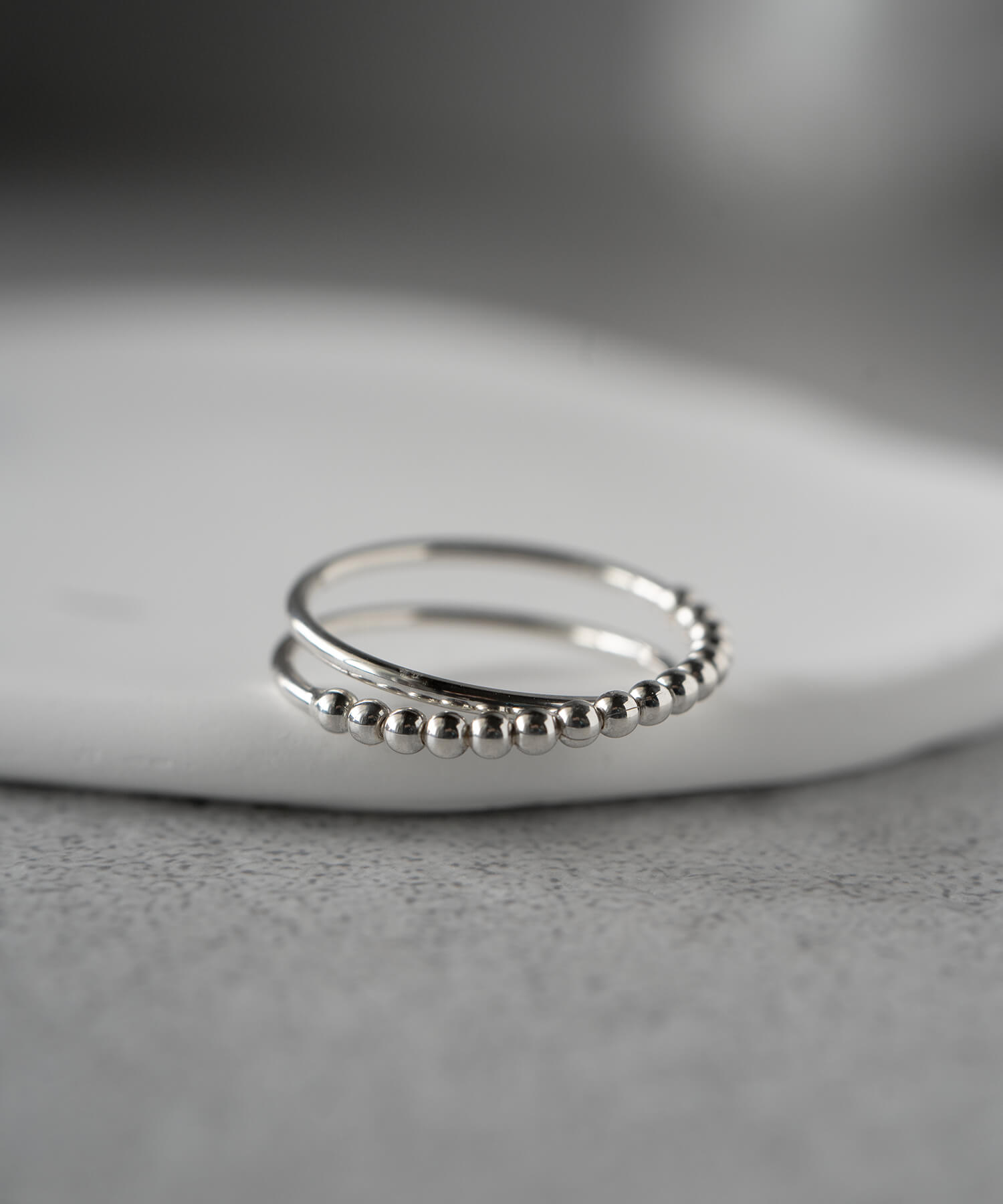18K Gold Plated Sterling Silver Half Milgrain Double Ring | WERNI