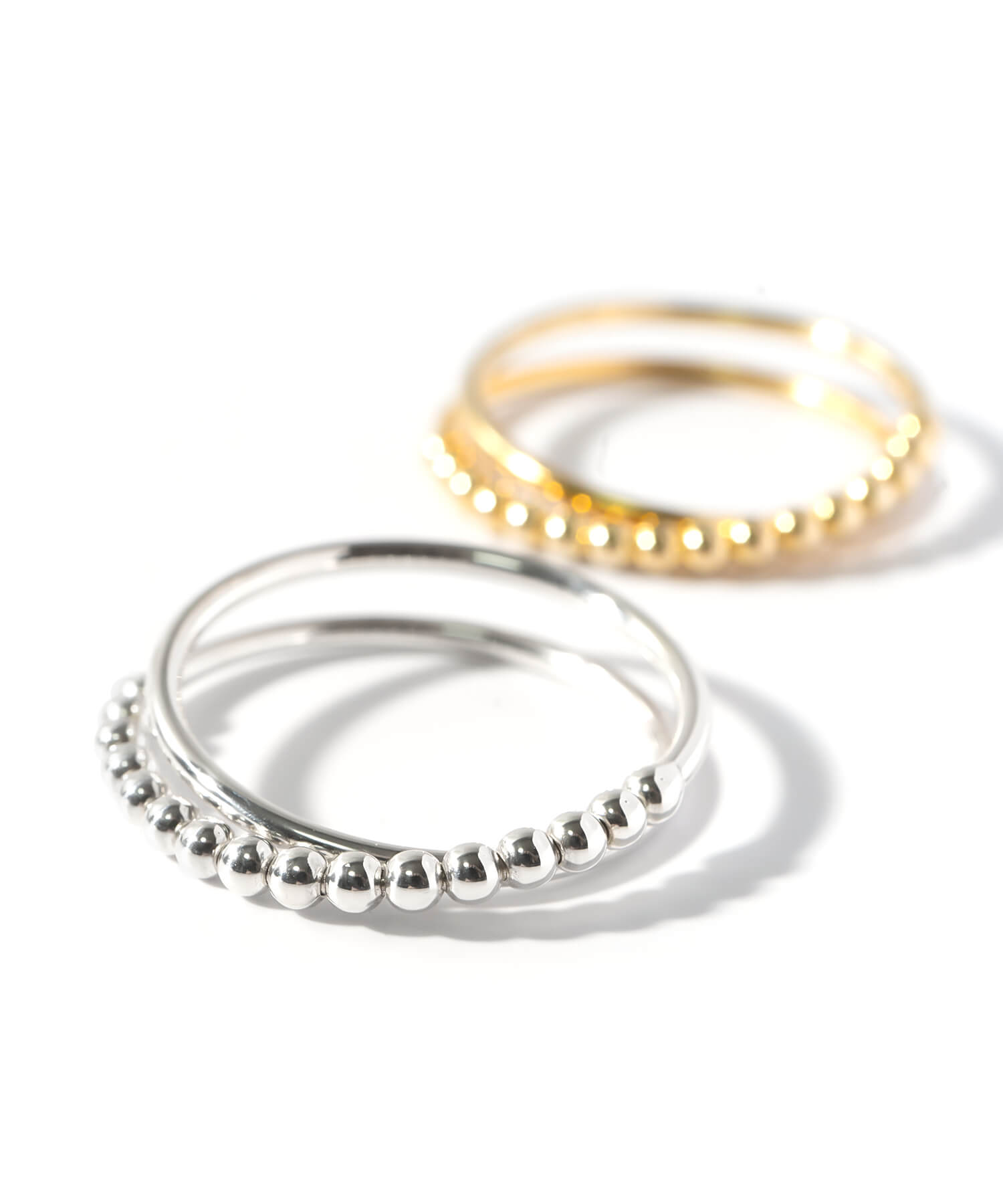 18K Gold Plated Sterling Silver Half Milgrain Double Ring | WERNI
