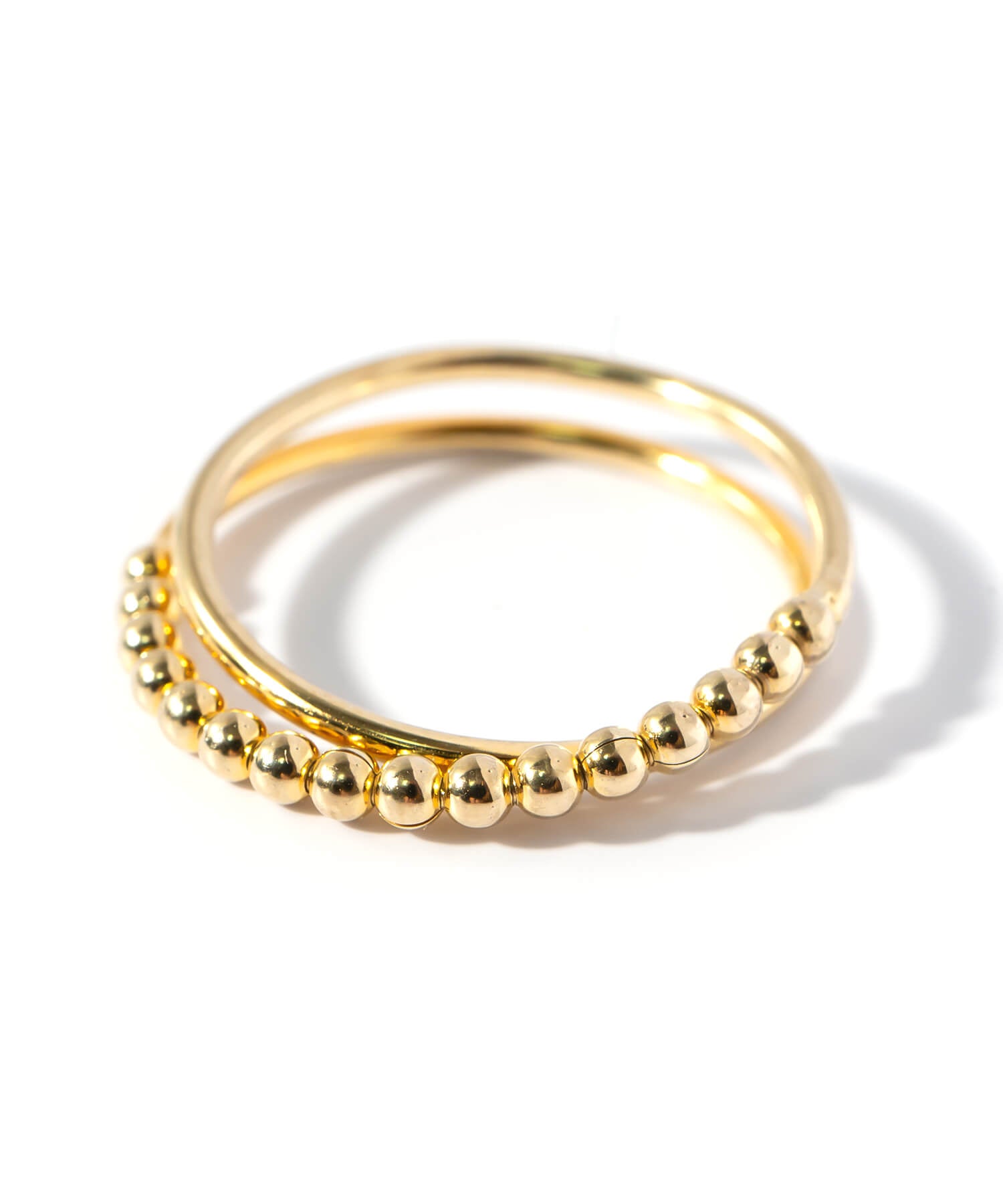 18K Gold Plated Sterling Silver Half Milgrain Double Ring | WERNI