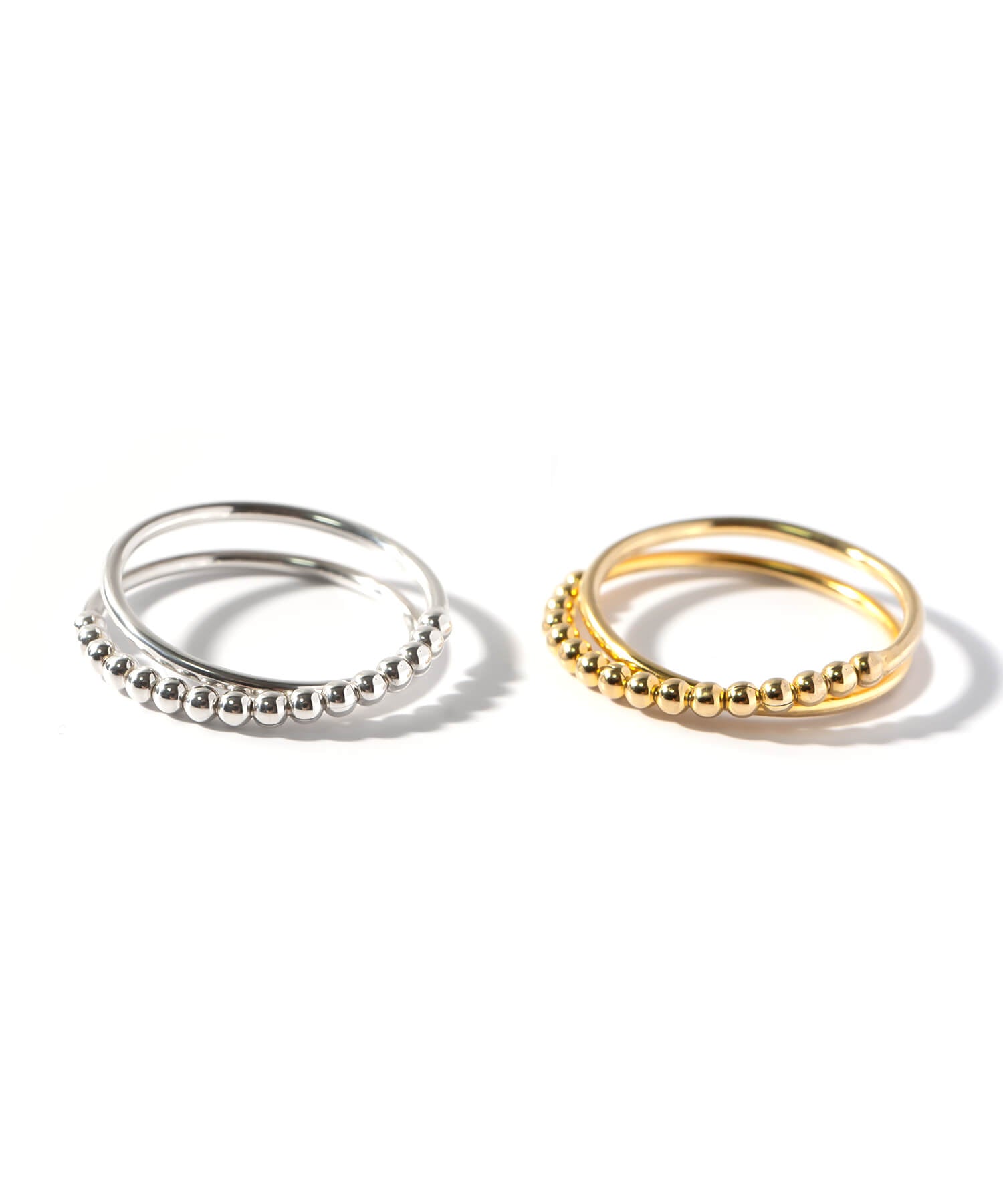 18K Gold Plated Sterling Silver Half Milgrain Double Ring | WERNI