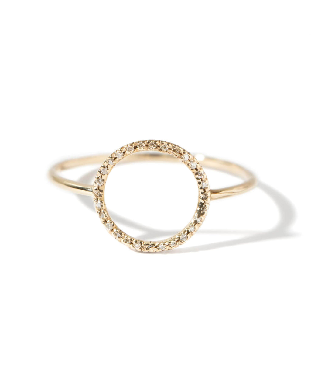 10K Gold Pave Diamond Open Circle Ring | FOSSOLE