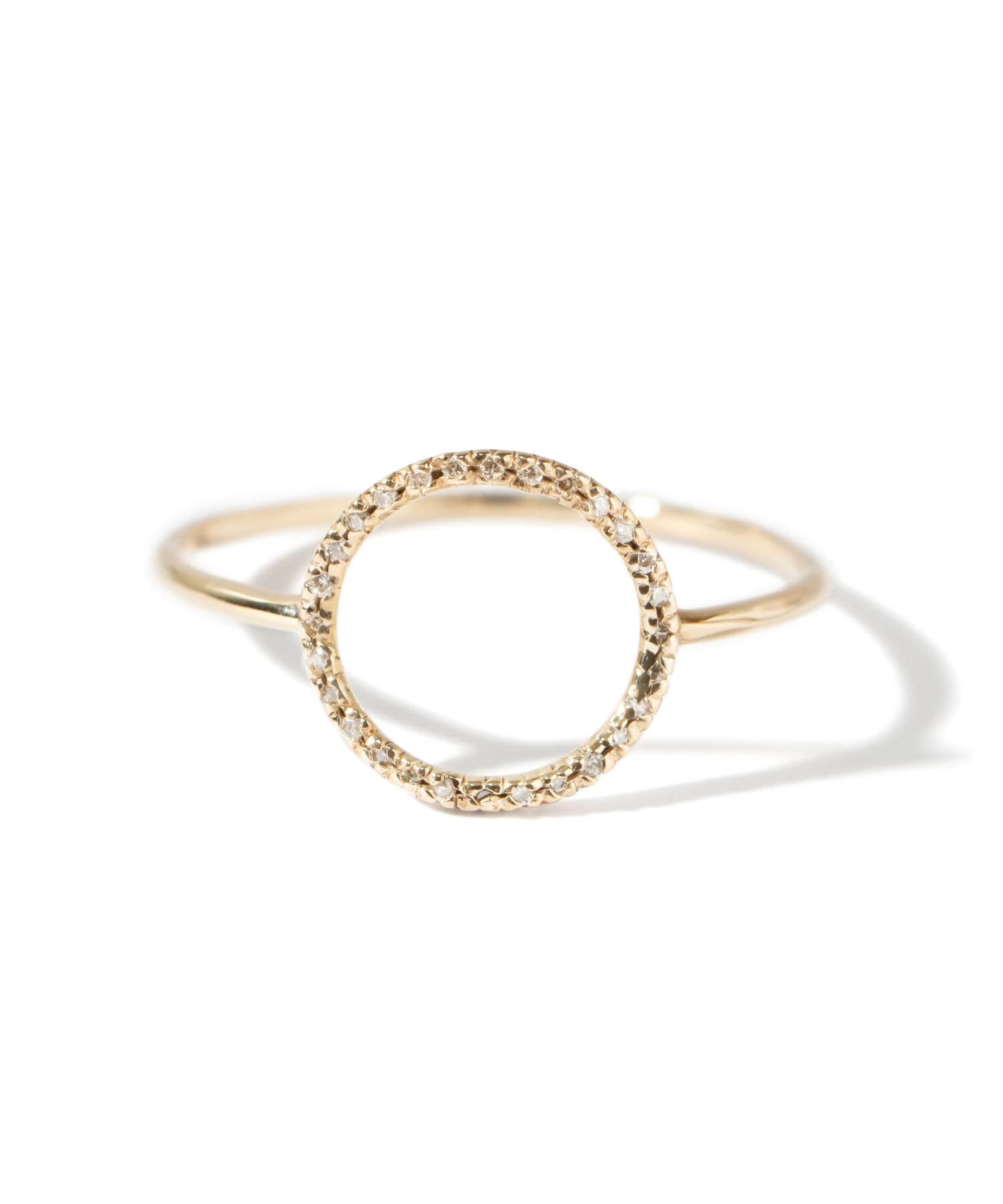 10K Gold Pave Diamond Open Circle Ring | FOSSOLE