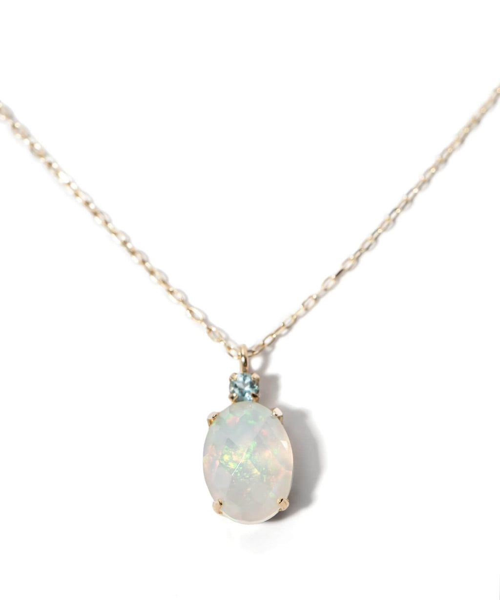 10K Gold Obal Opal & Bluetopaz Accent Necklace | GLOA-NOLL