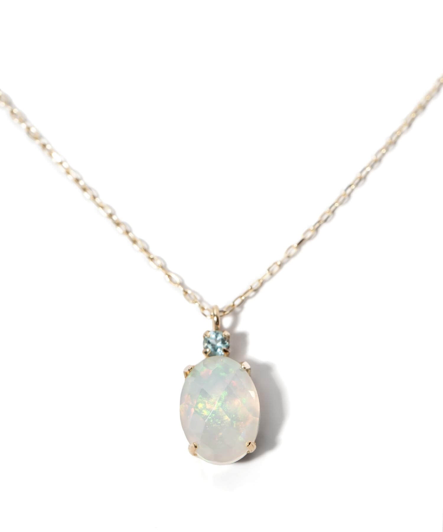 10K Gold Obal Opal & Bluetopaz Accent Necklace | GLOA-NOLL
