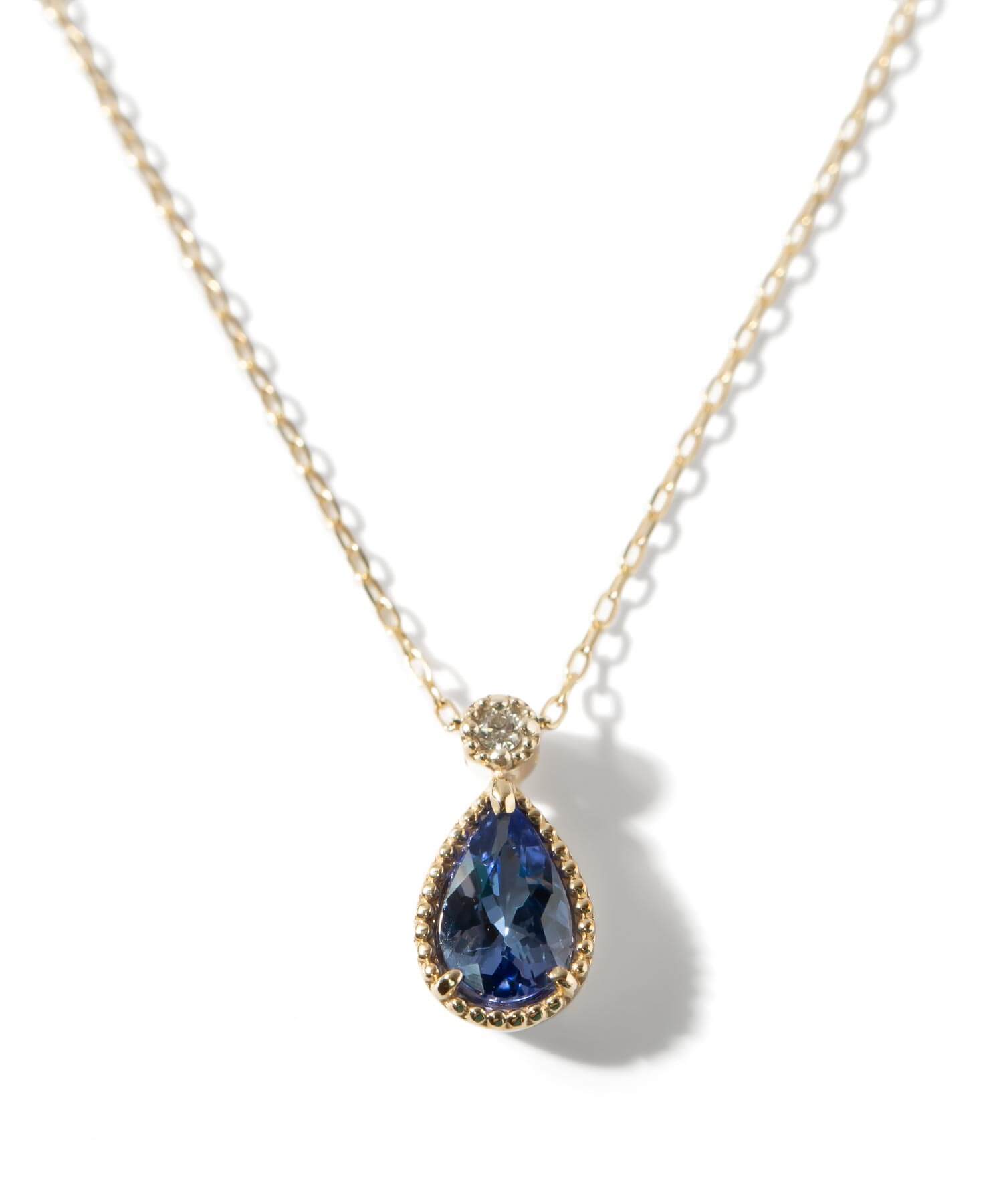 10K Gold Drop Gemstone Necklace | GLOA-SOLZE