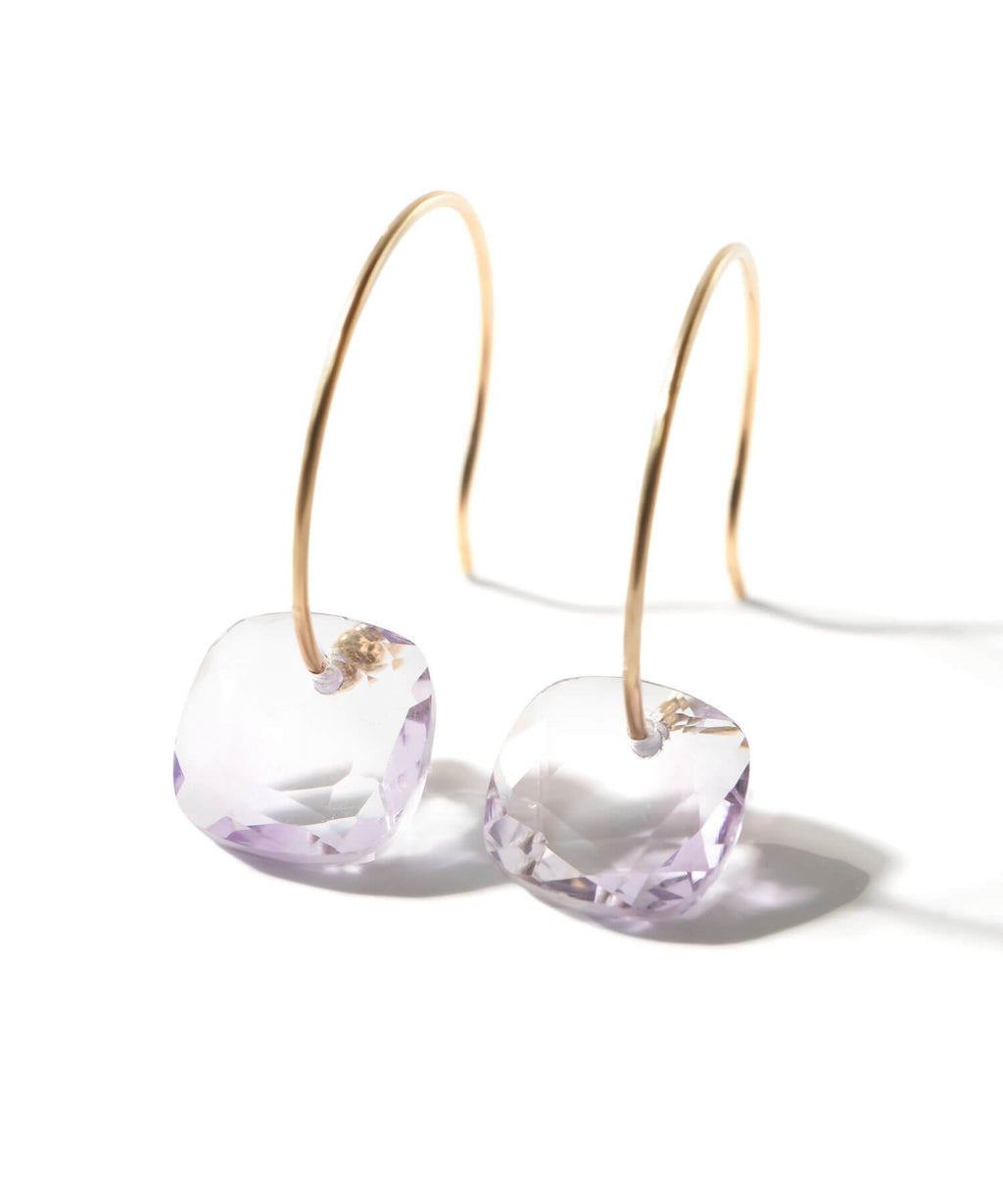 10K Gold Tablecut Gemstone Hook Earrings | LACHTARA-SJU