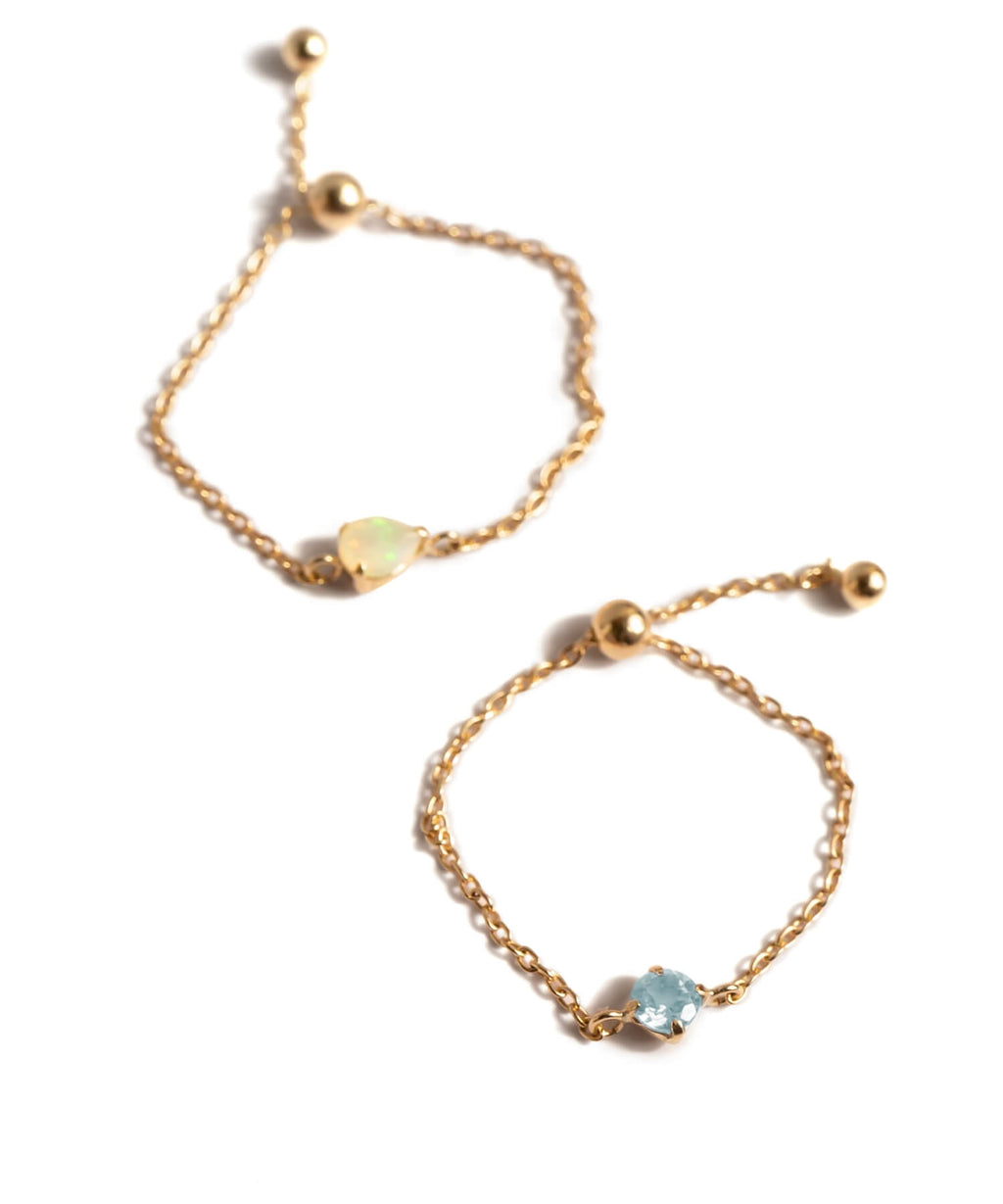 18K Gold Gemstone Chain Ring | MEGREZ CHAIN