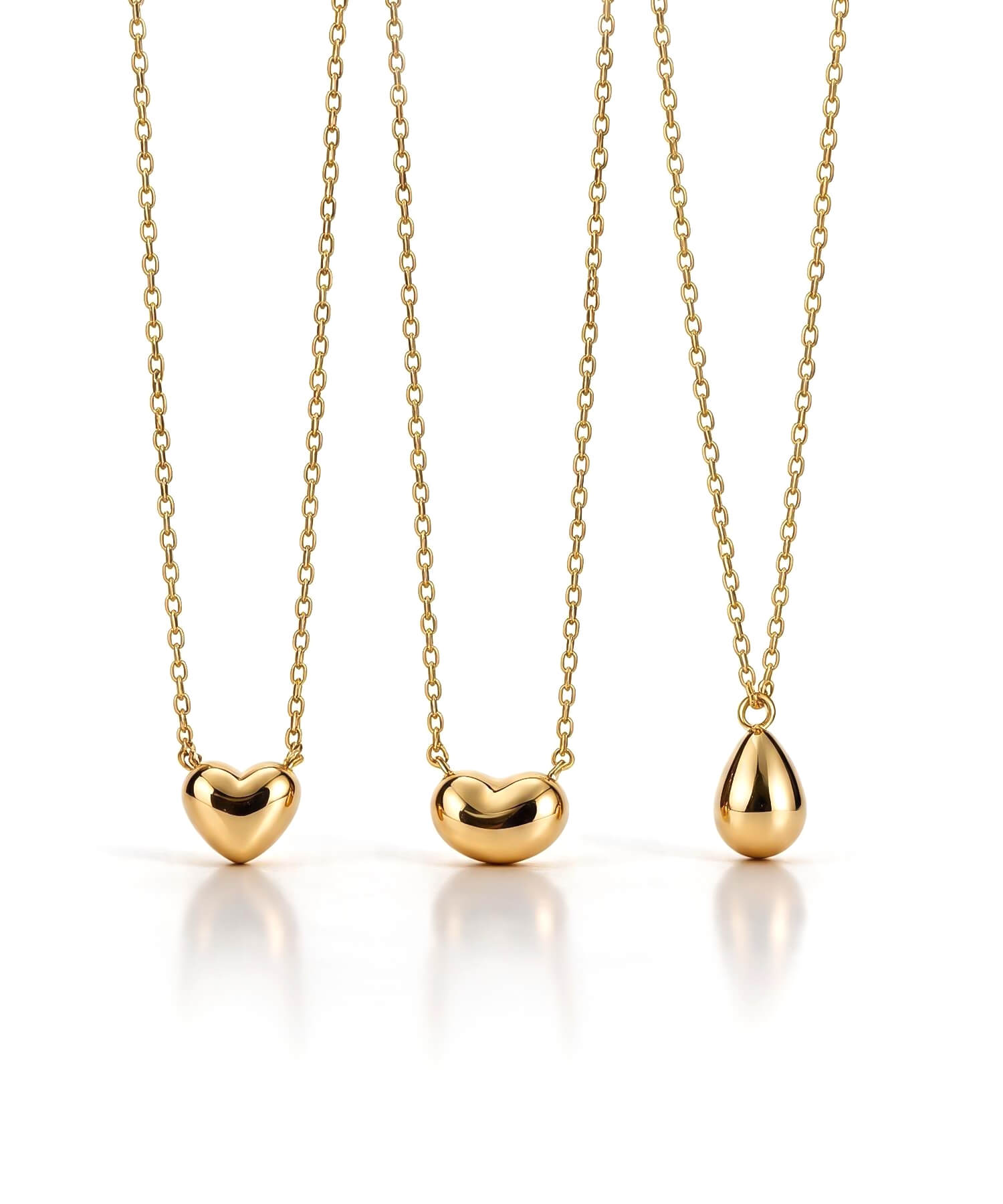 18K gold petit grain necklace on a white background