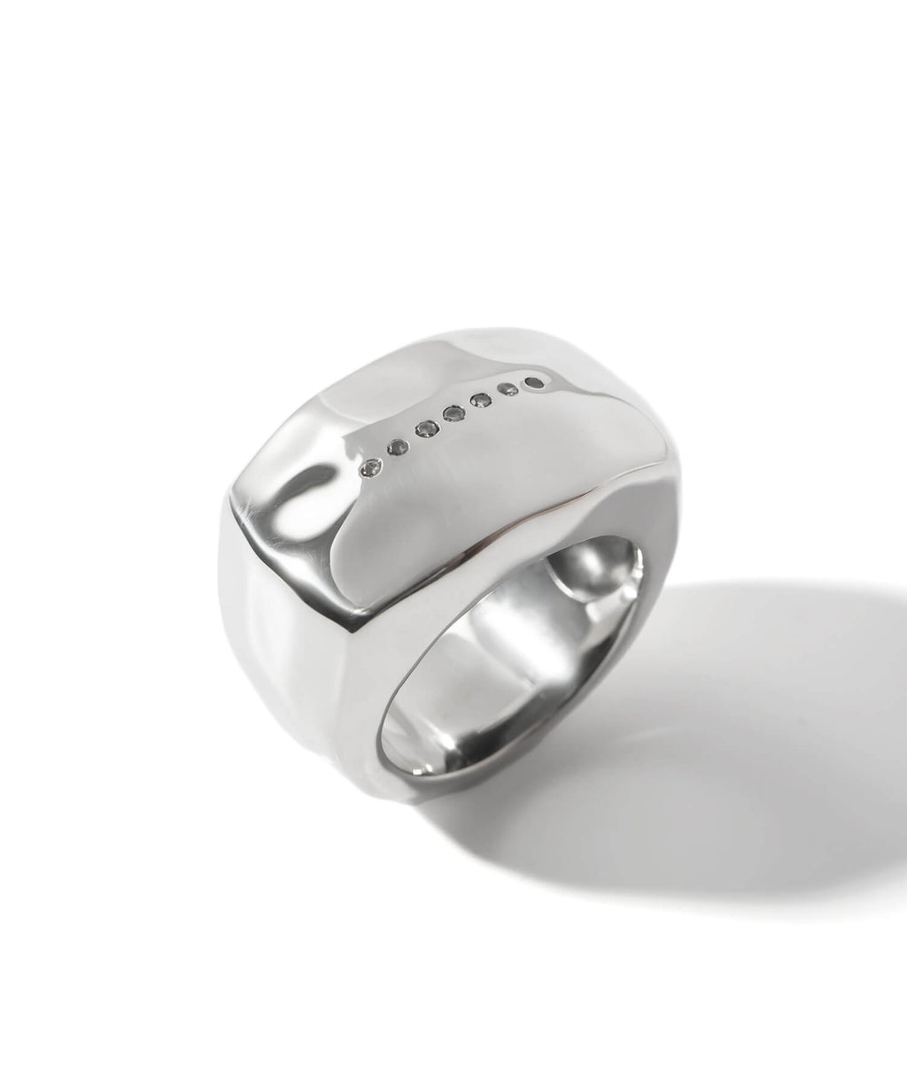 925 Sterling Silver Pavé Cubic Zirconia Wide Ring | PALLAS