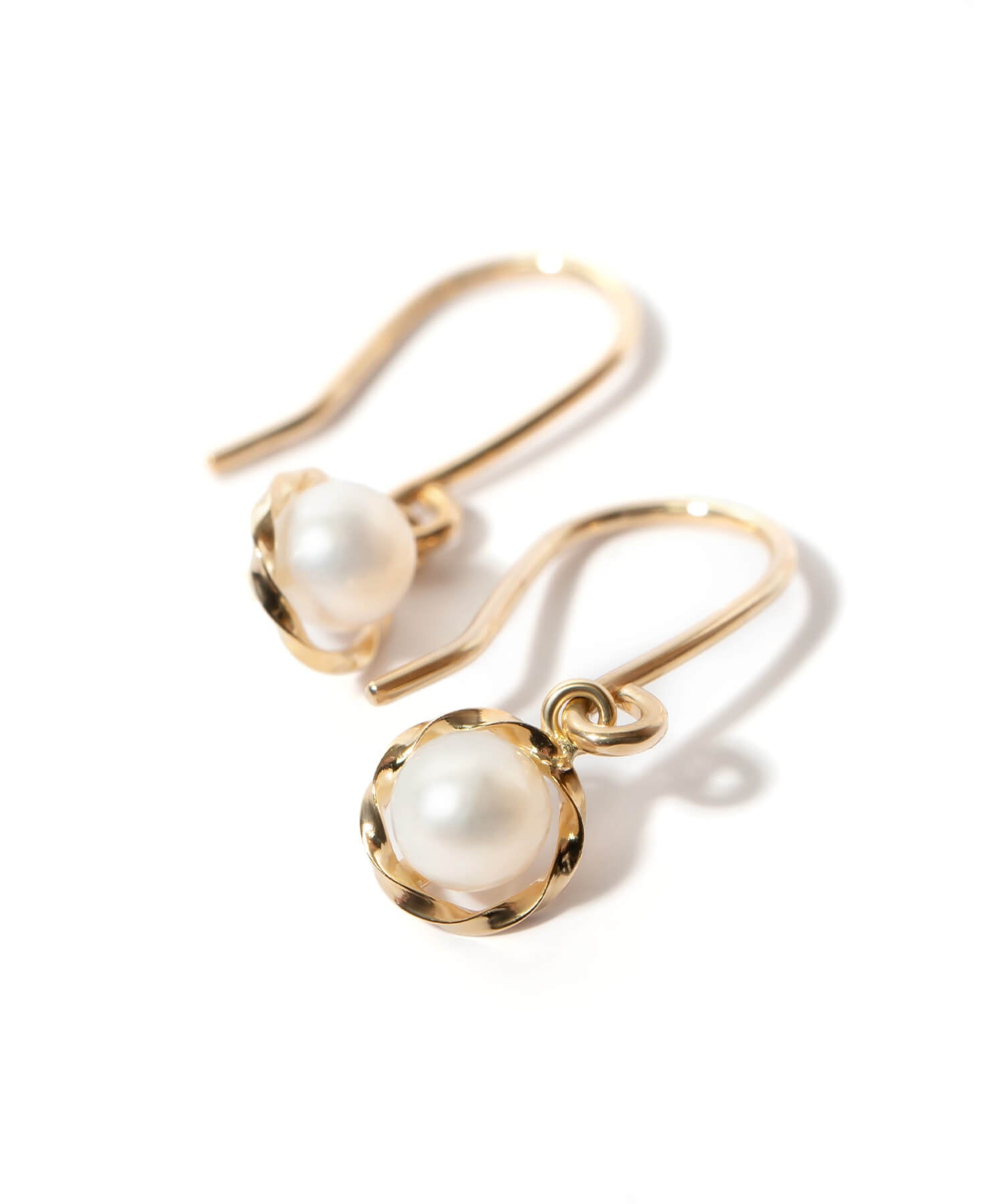 Twist Gold Pearl Earrings | PERLE-BB-PE