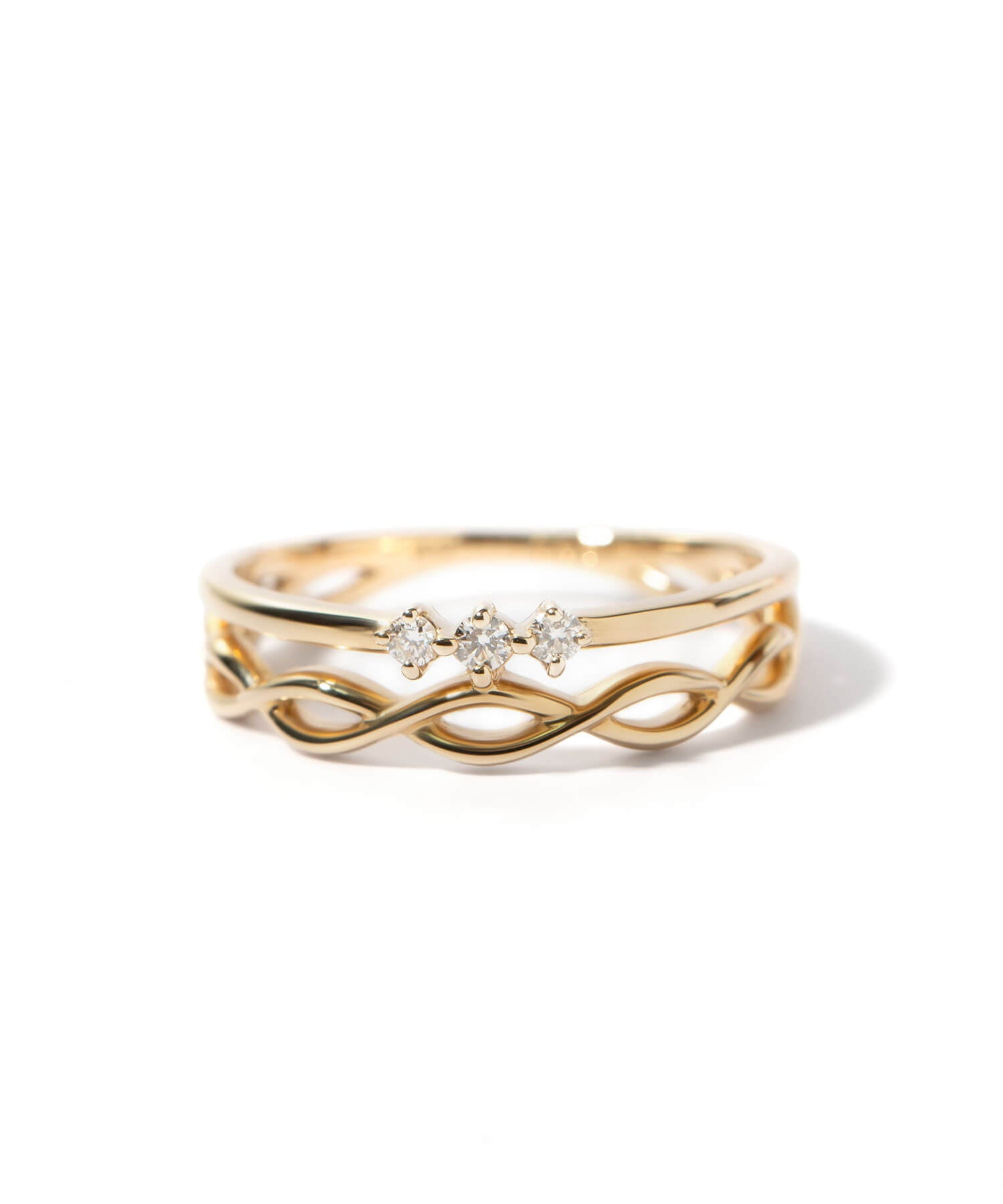 10K Gold Triple Diamond Twist Ring | TERRA RAMAGE