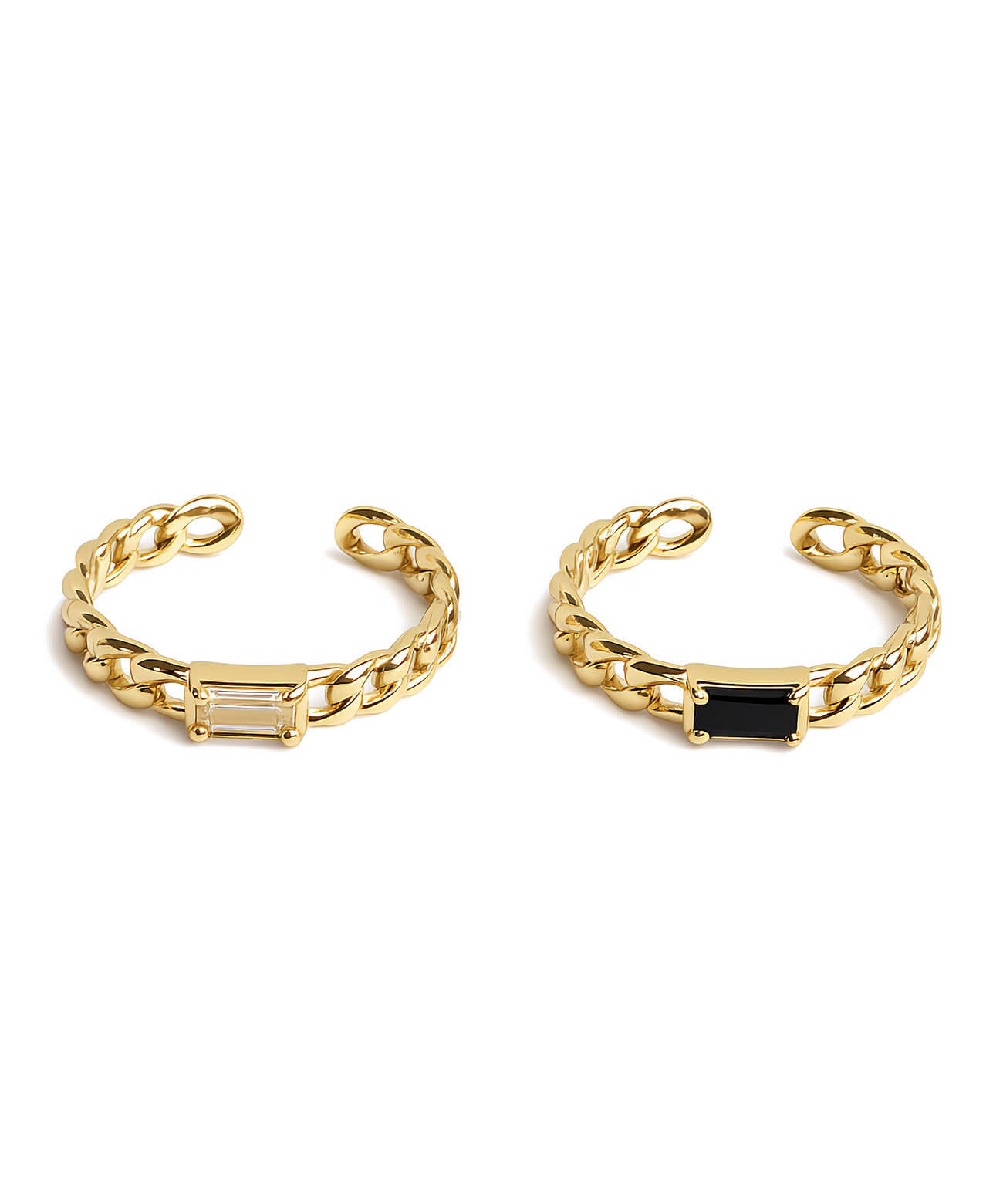 Baguette Cut Chain Earcuff ＆ Ring | TRESOR-MONO