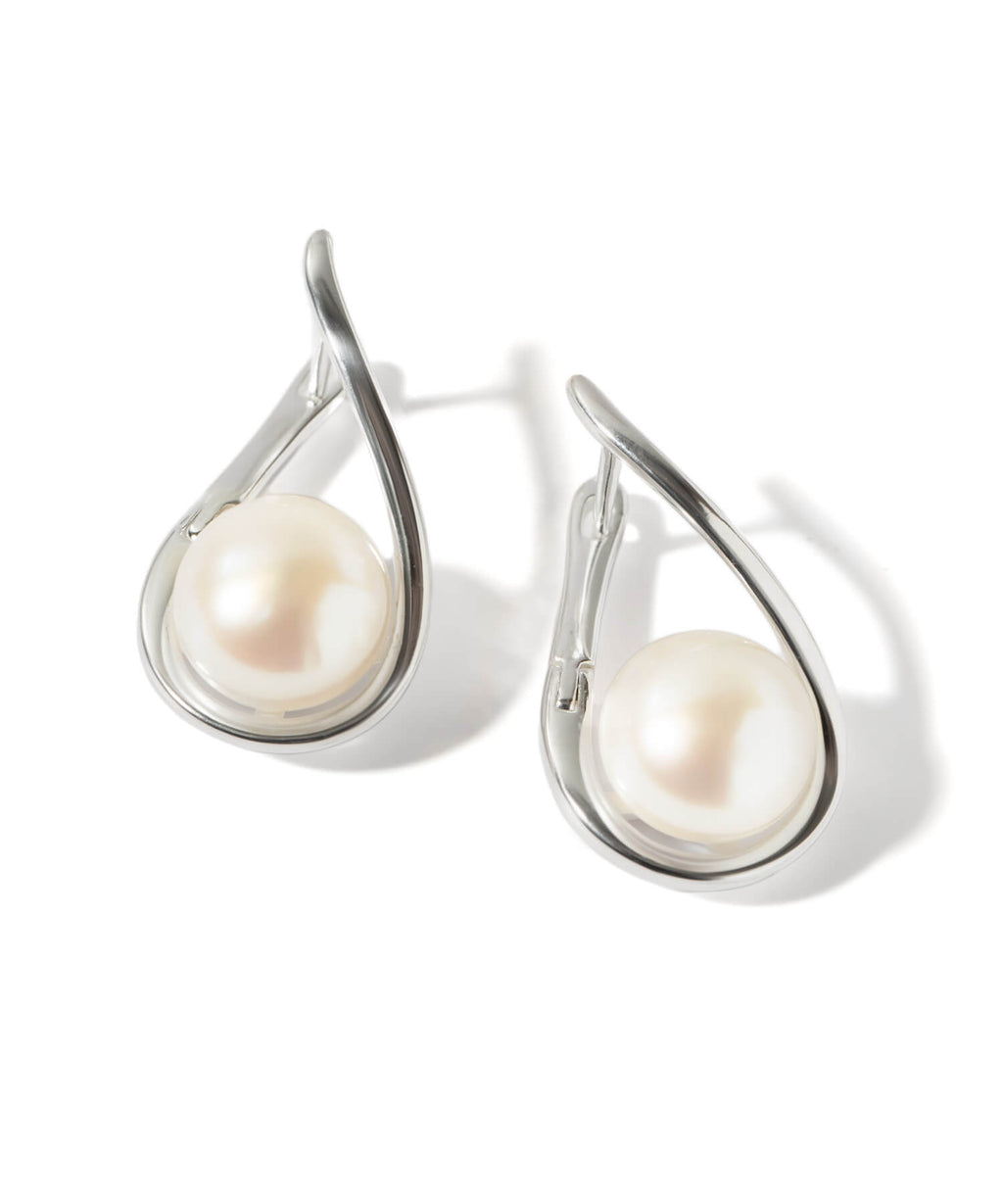 18K Gold Plated Sterling Silver Drop Pearl Earrings | AFRIZO-FYRA