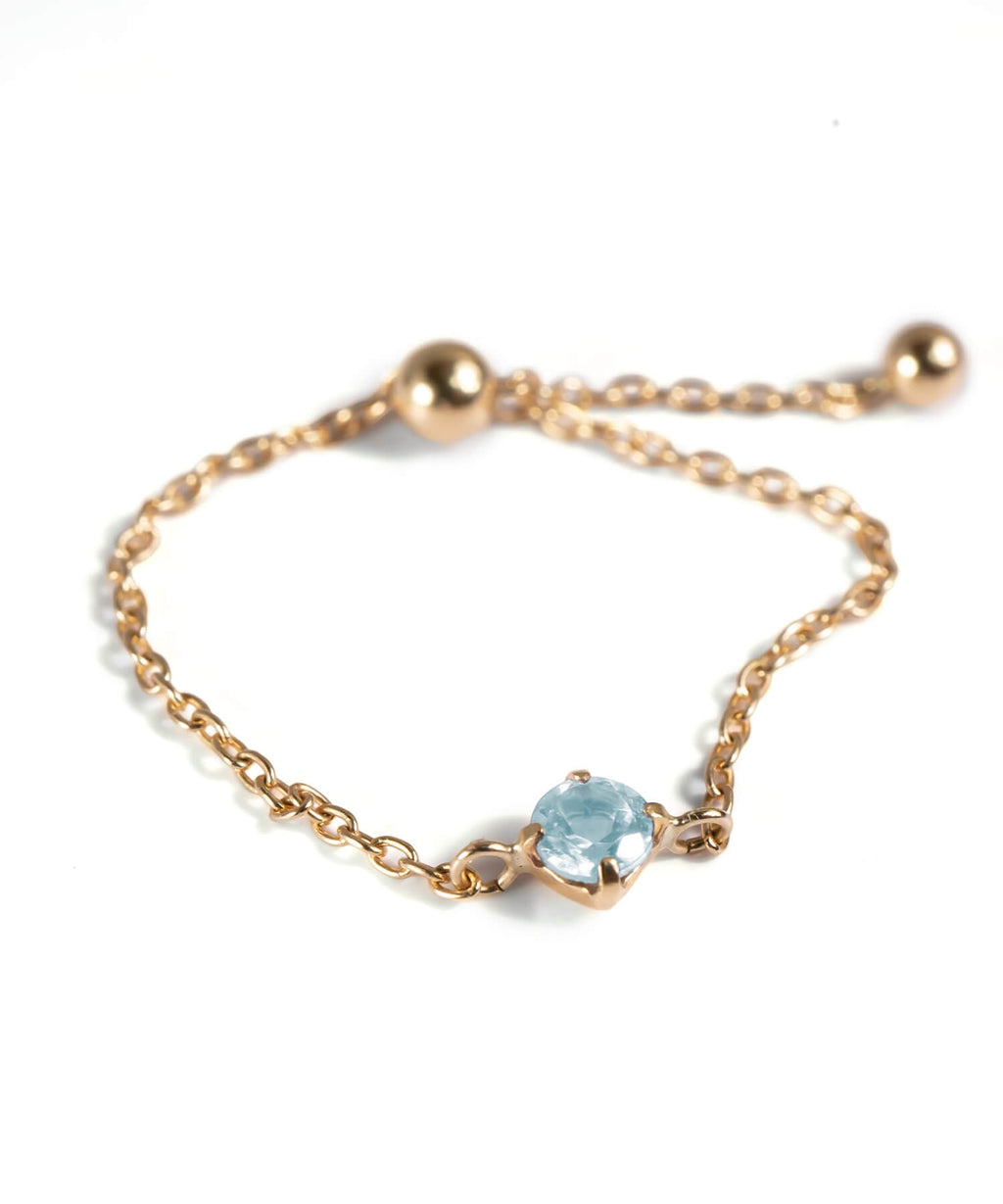 18K Gold Gemstone Chain Ring | MEGREZ CHAIN