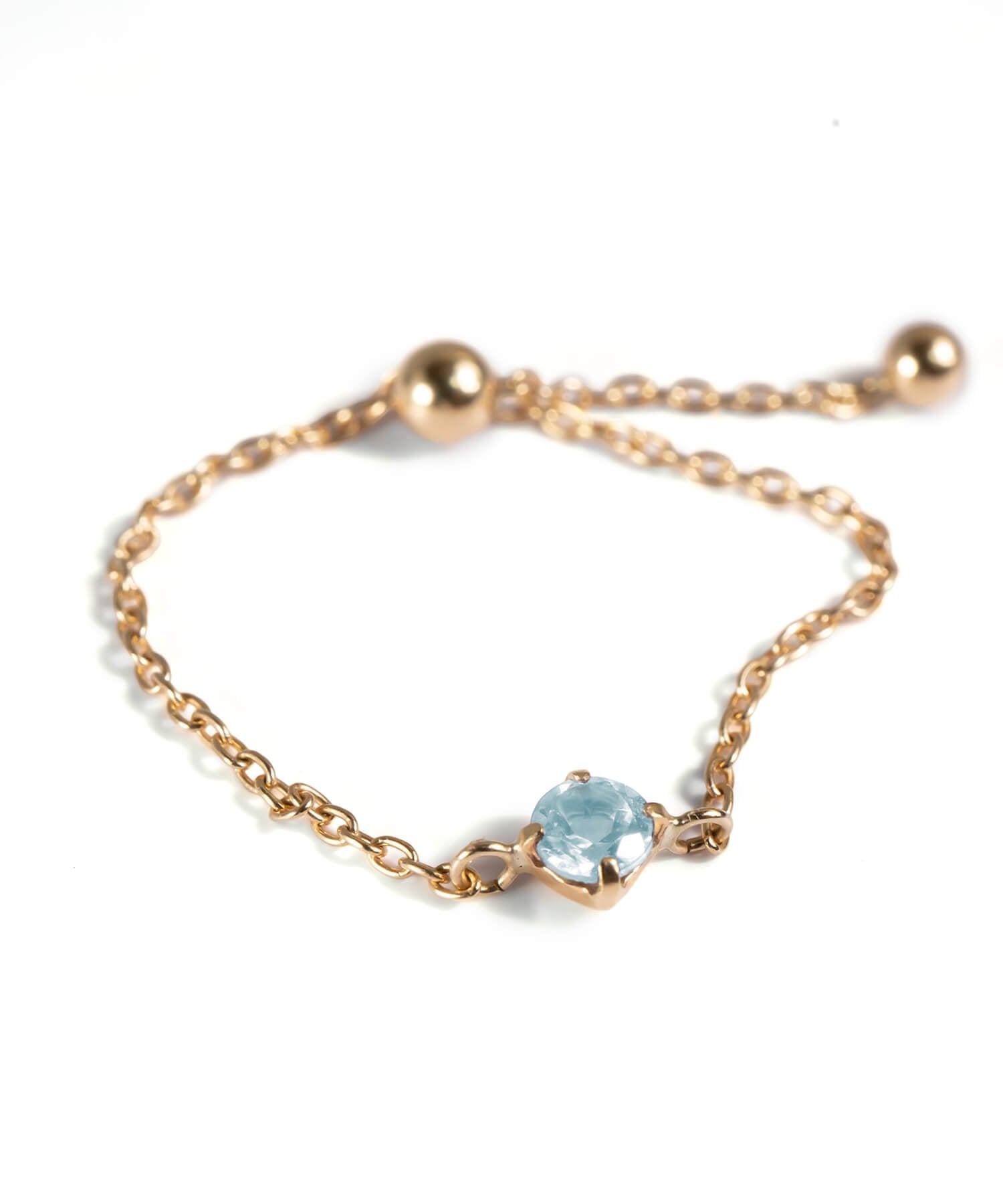 18K Gold Gemstone Chain Ring | MEGREZ CHAIN