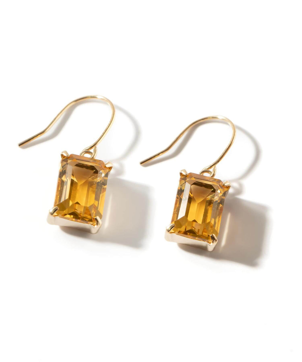10K Gold Rectangle Gemstone Earrings | TETRA-FYRA