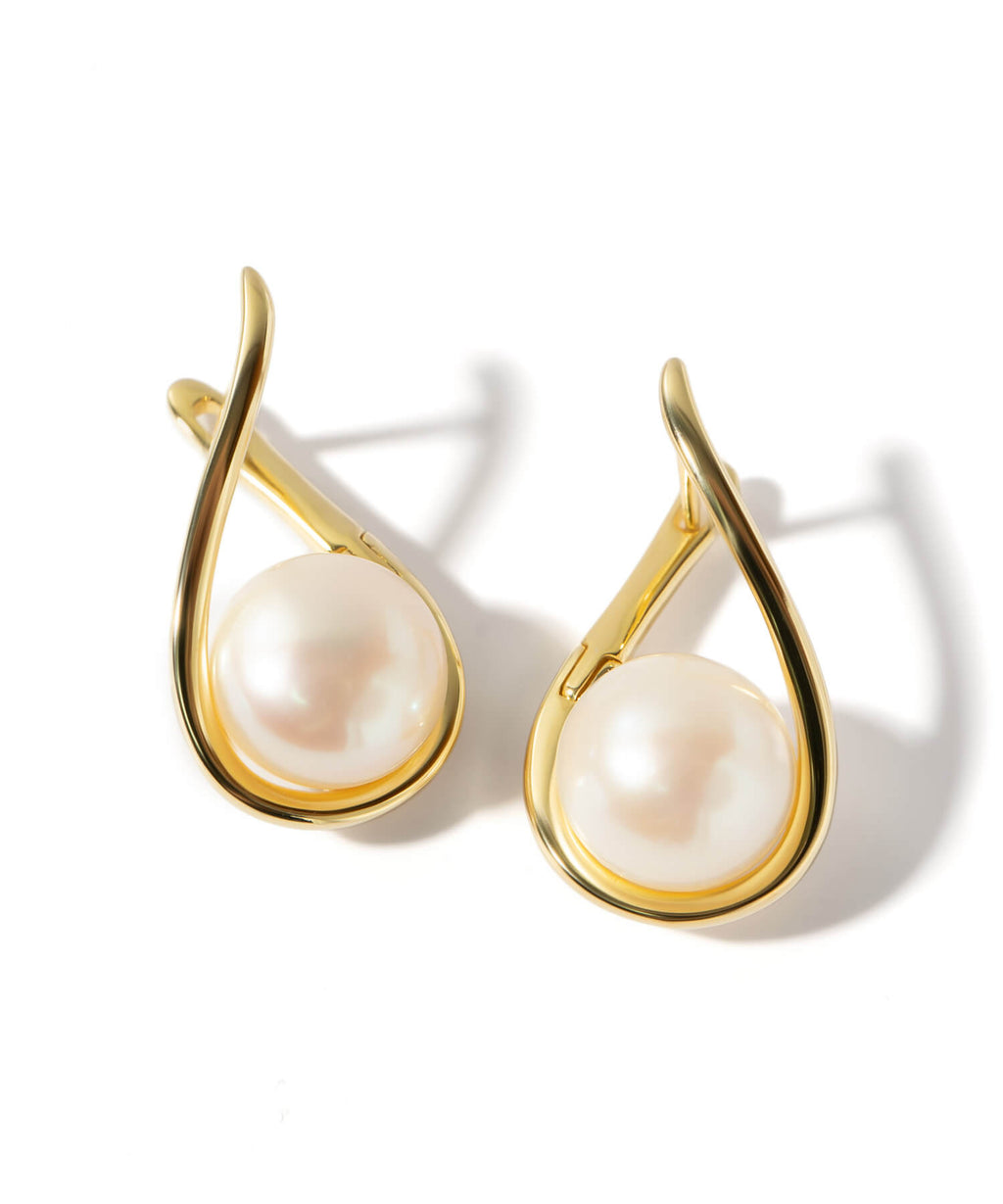 18K Gold Plated Sterling Silver Drop Pearl Earrings | AFRIZO-FYRA