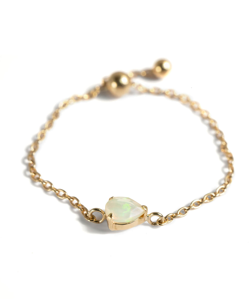 18K Gold Gemstone Chain Ring | MEGREZ CHAIN