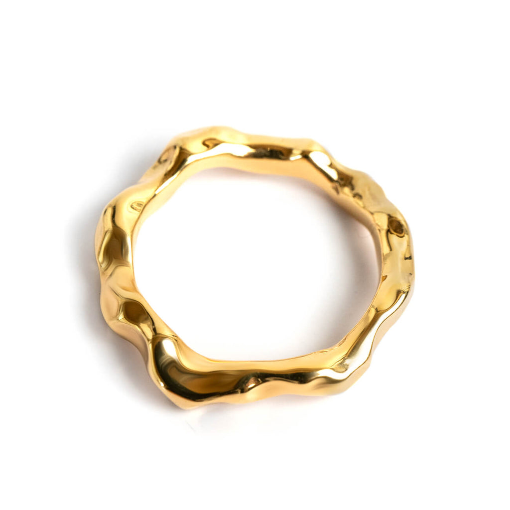 18K Gold Plated Sterling Silver Ripple Wave Ring | ALORO