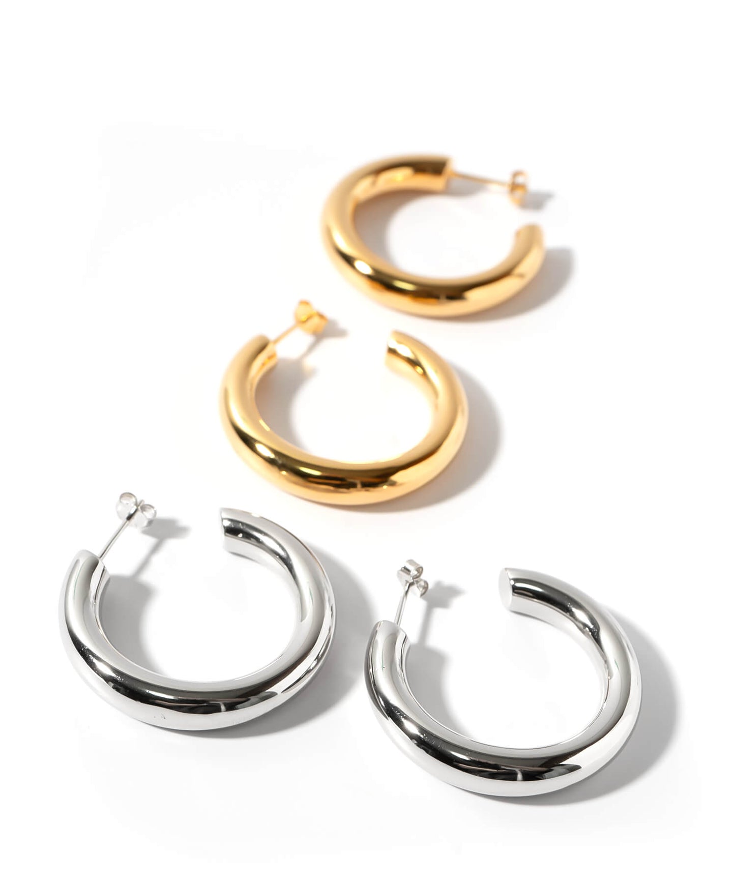 Round Tube Hoop Earrings | GIOOVE-LUNA HOOP PIERCE