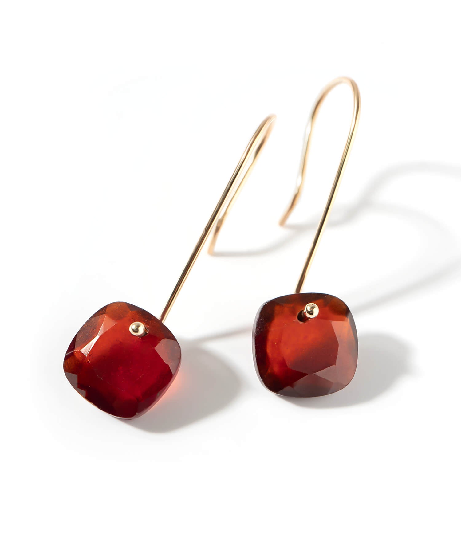 10K Gold Garnet Hook Earrings | LACHTARA-FEM