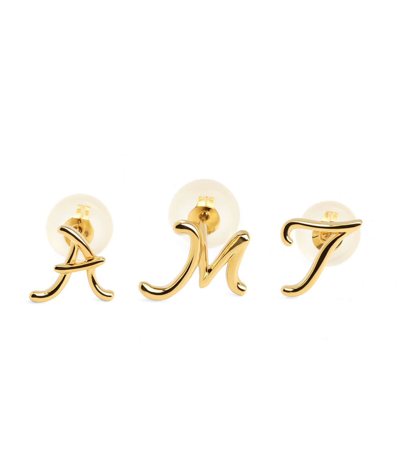 18K Gold Petit Cursive Initial Earring | MOLLICA LETTERA