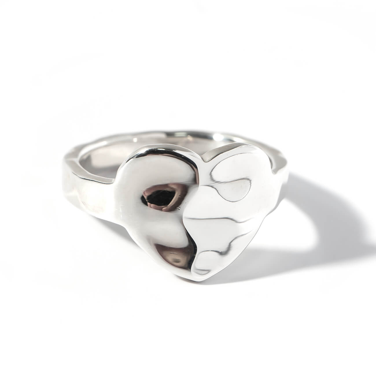 18K Gold Plated Sterling Silver Hammer Finish Flat Ring | OLIEOLIE