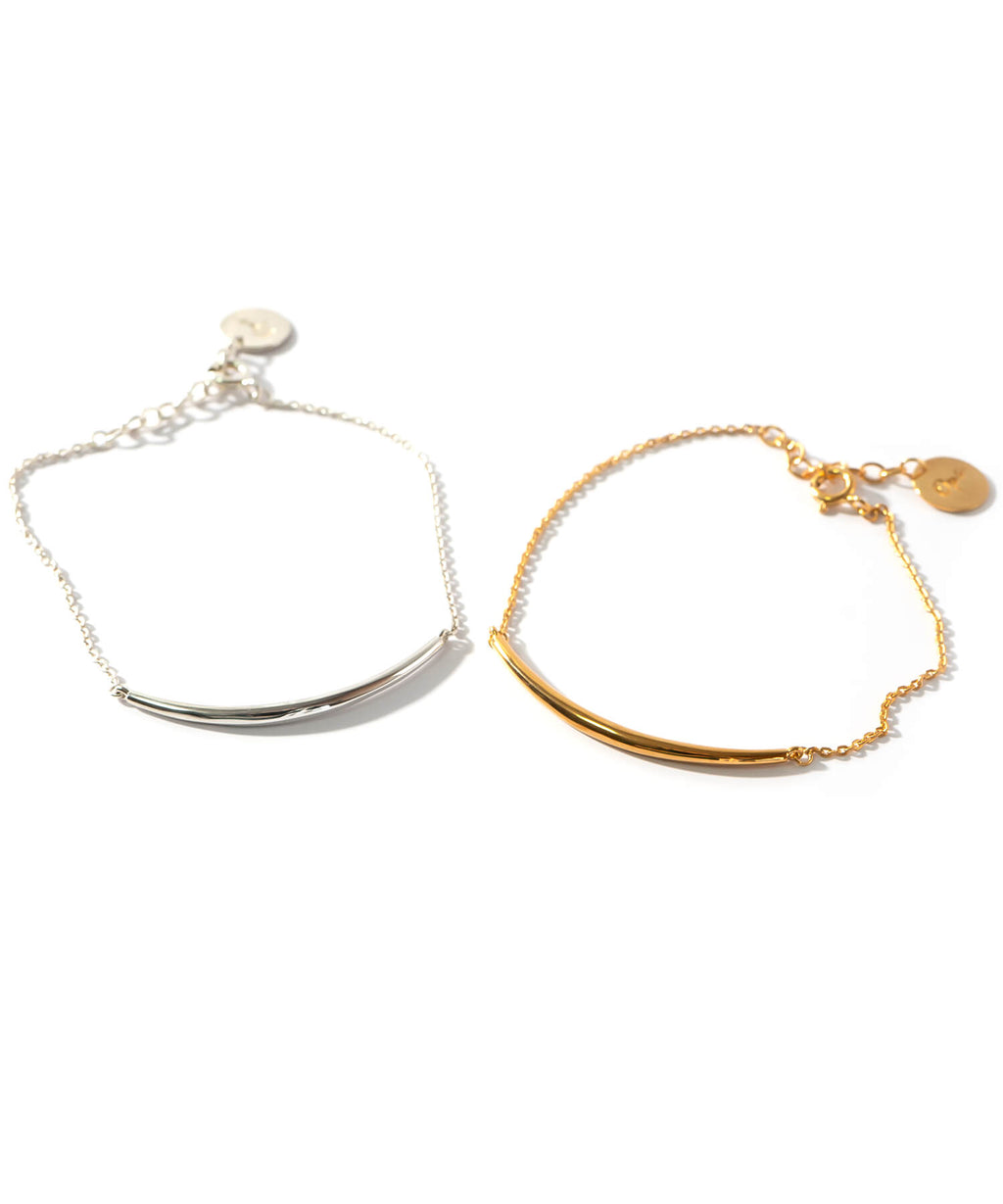 18K Gold Plated Sterling Silver Minimal Skinny Bar Bracelet | TIGO
