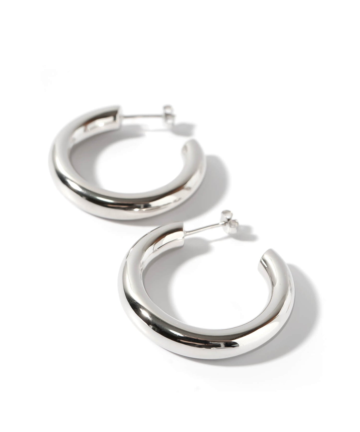 Round Tube Hoop Earrings | GIOOVE-LUNA HOOP PIERCE