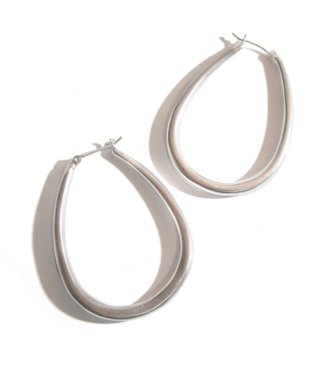 18K Gold Plated Sterling Silver Teardrop Plump Matte Earrings | TILK